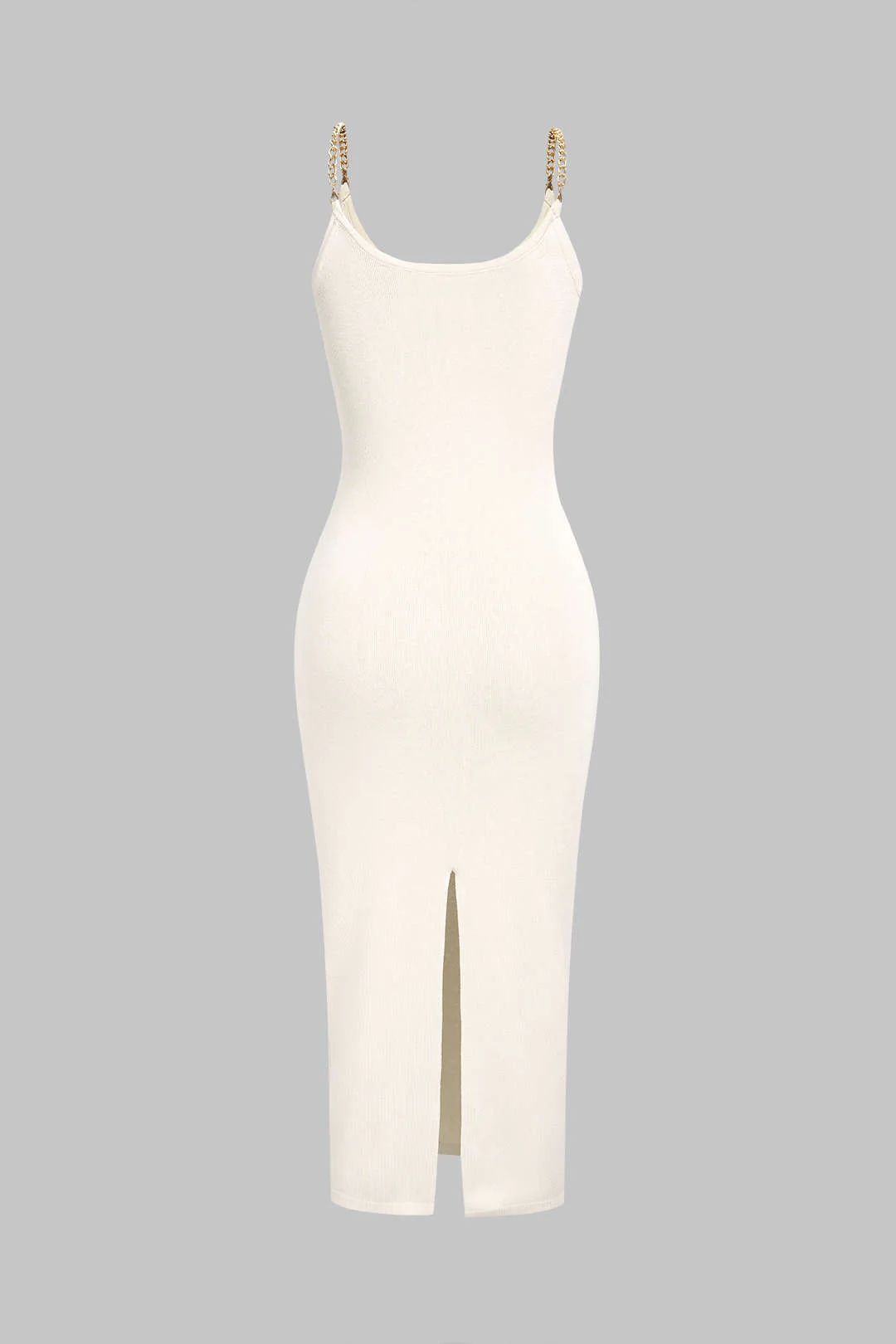 Knit Geometric Stripes Print Metallic Chain Sleeveless Dress - Image 2