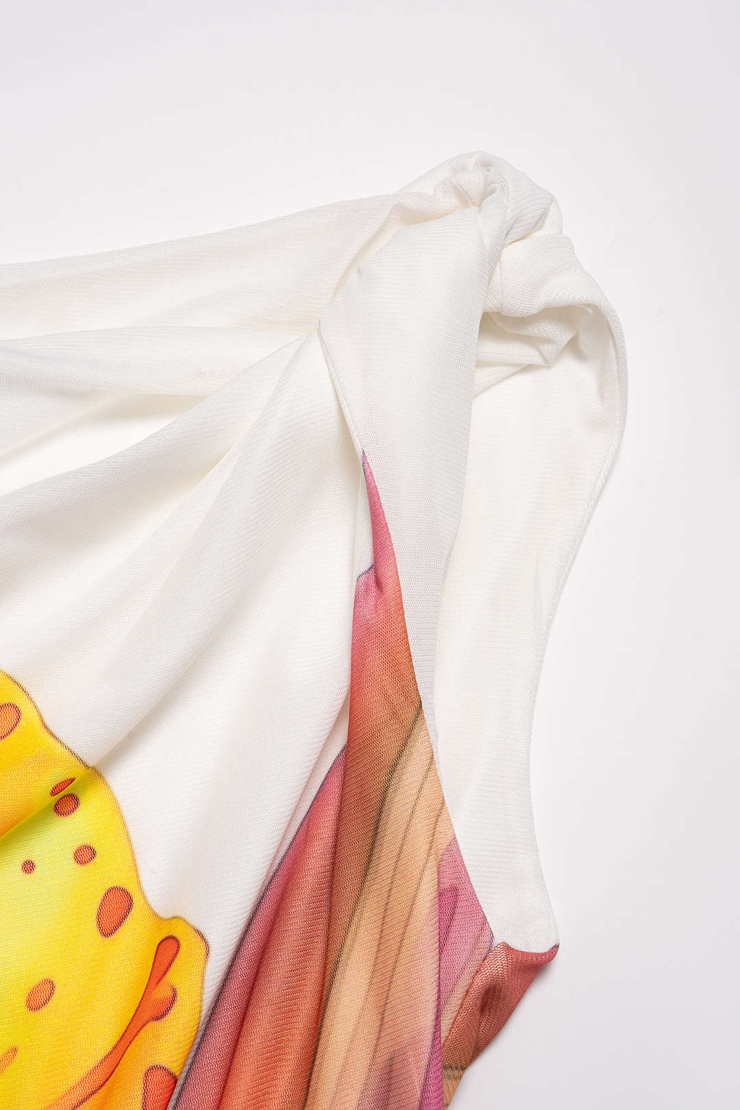 Floral Print Mesh Twist Knot Asymmetrical Ruched Sleeveless Maxi Dress - Image 3