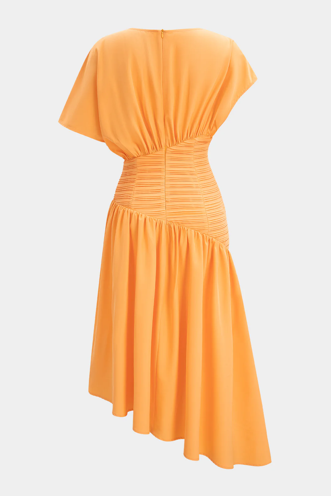 Round Neck Asymmetrical Short Sleeve Midi Dress - Image 2