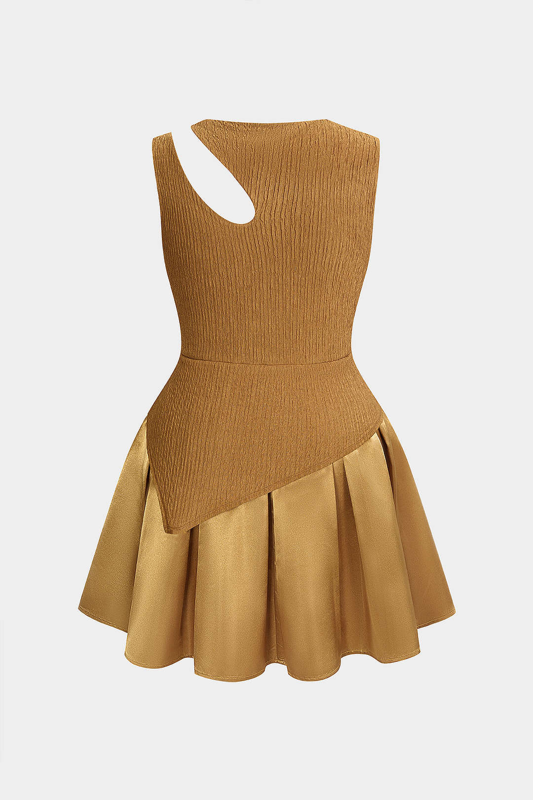 Plus Size Round Neck Asymmetrical Cut Out Sleeveless Mini Dress - Image 2