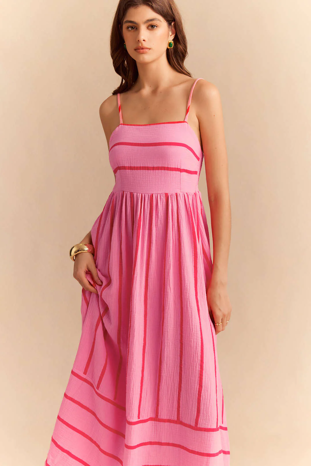 Stripes Print Sleeveless Maxi Dress - Image 2