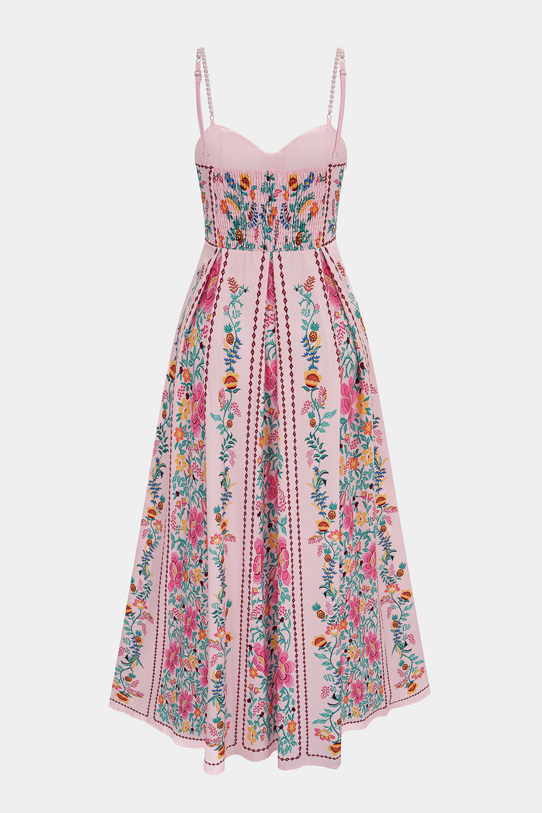 Floral Print Beaded Slip Sleeveless Midi Dress - Image 2