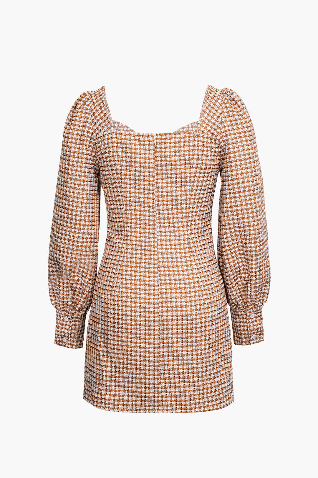 Check Print Bust Long Sleeve Mini Dress - Image 5