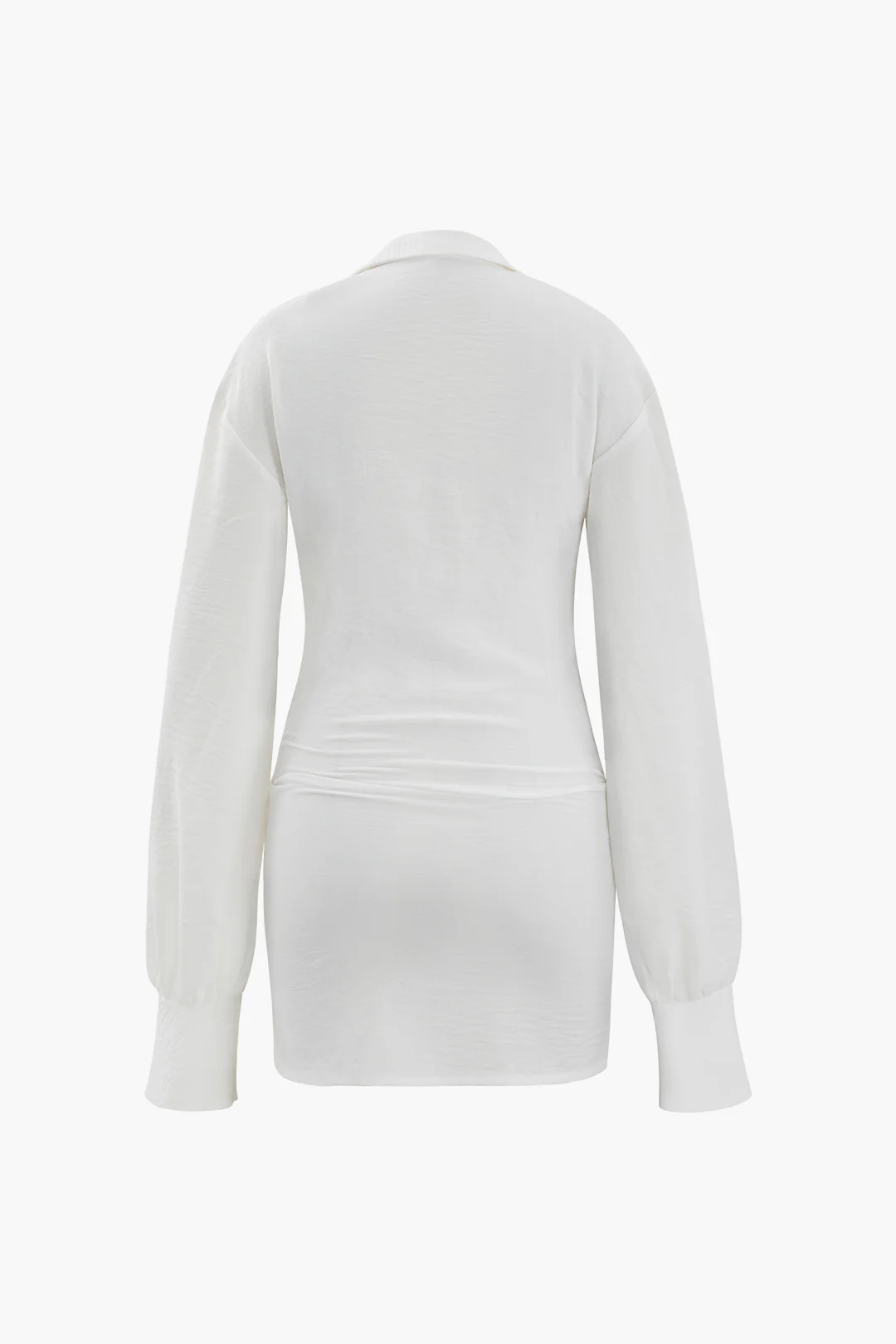 Ruched V-Neck Long Sleeve Mini Dress - Image 2