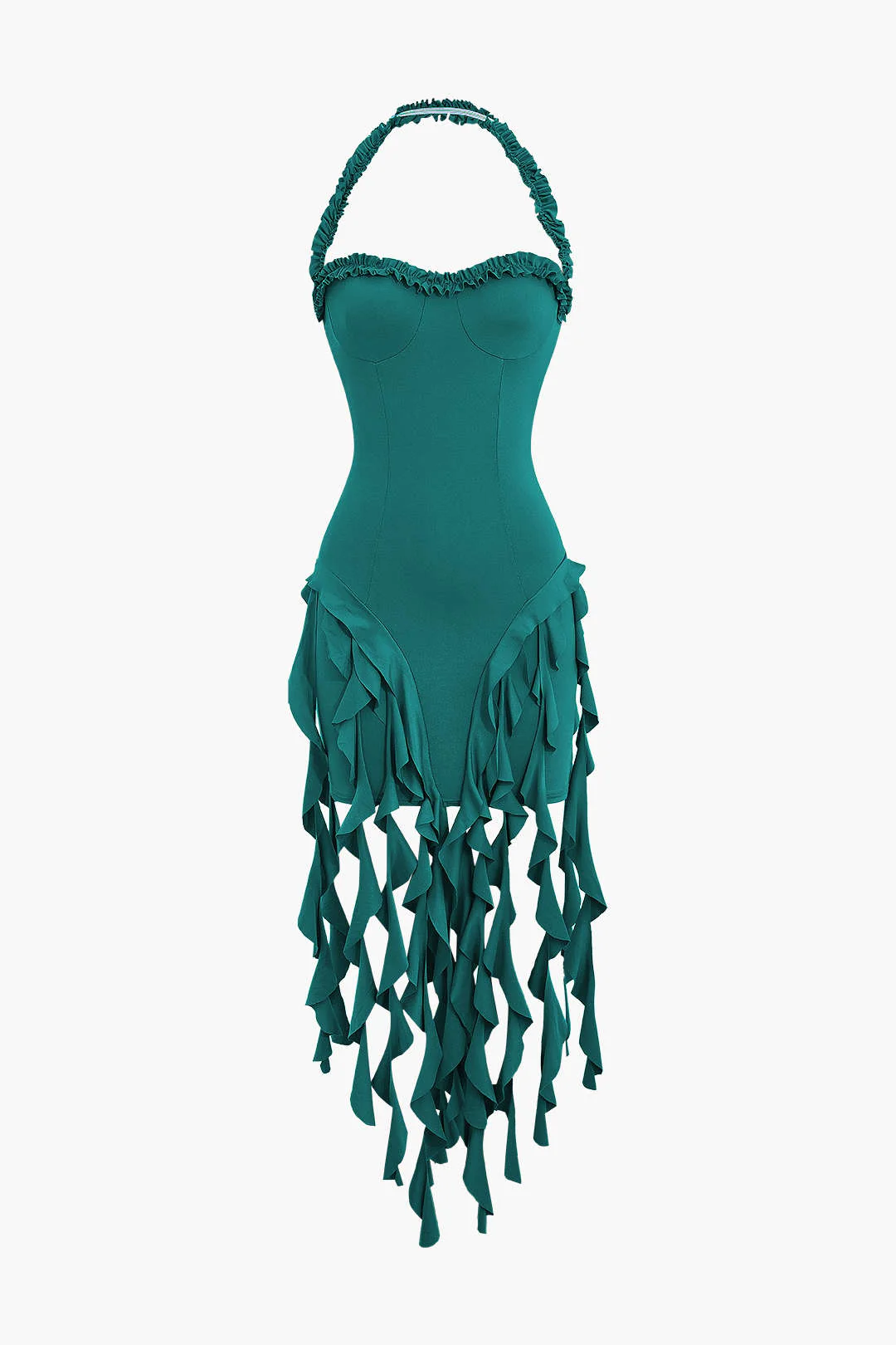 Ruffle Tassel Halter Bustier Mini Dress - Image 10