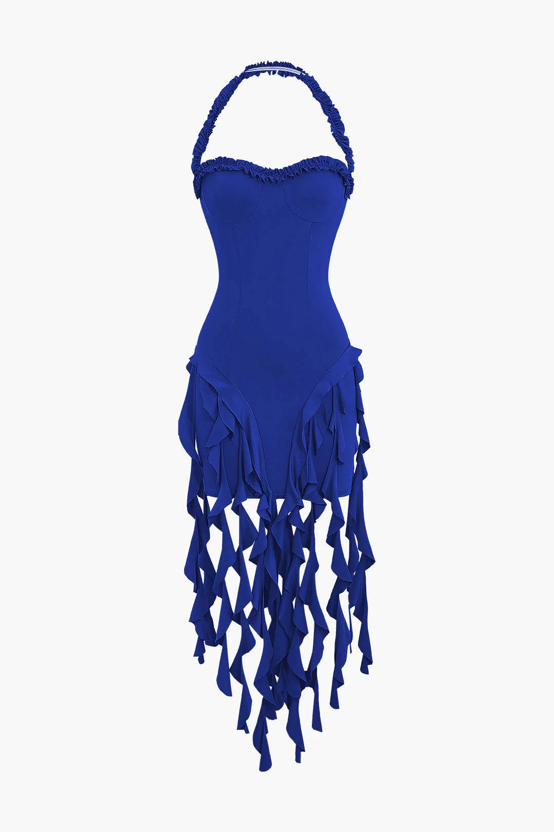 Ruffle Tassel Halter Bustier Mini Dress - Image 14