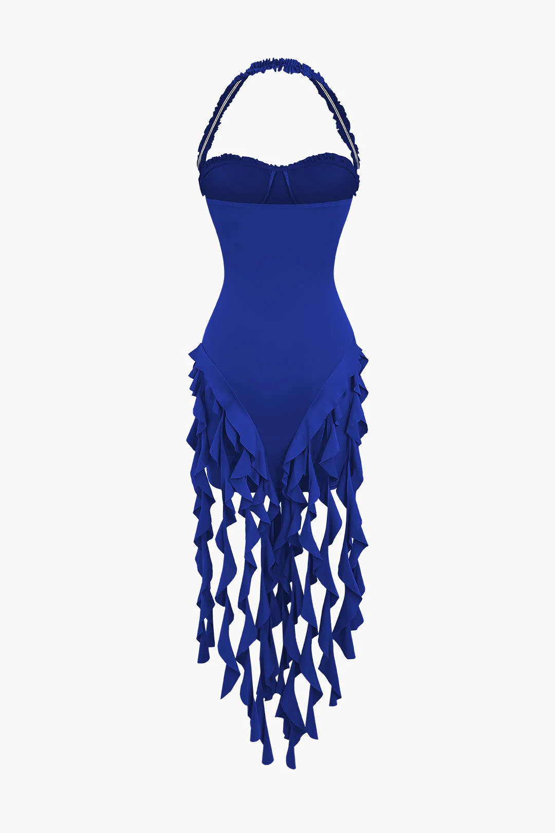 Ruffle Tassel Halter Bustier Mini Dress - Image 15