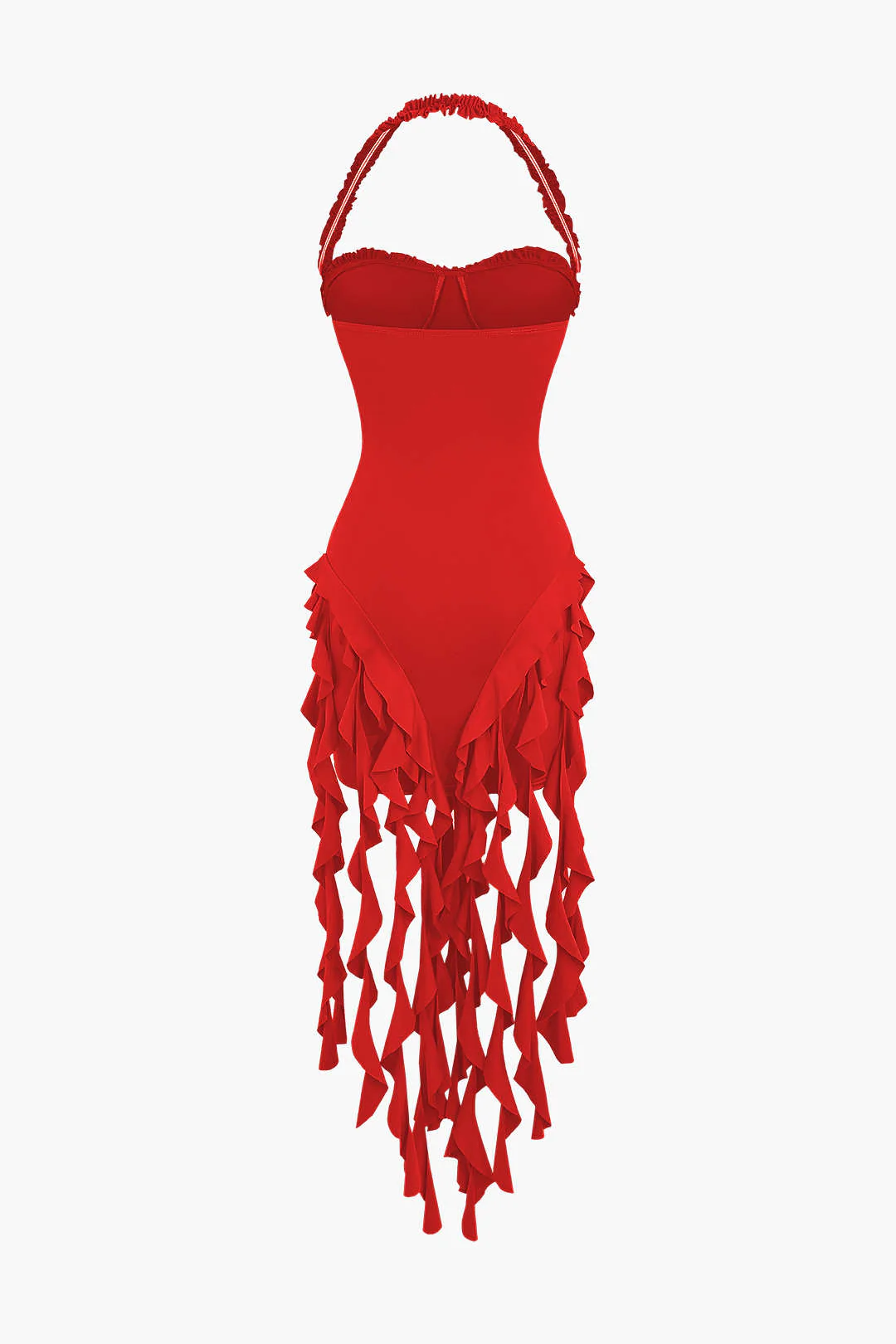 Ruffle Tassel Halter Bustier Mini Dress - Image 17