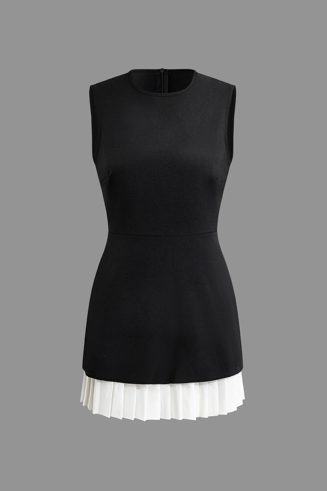 Patchwork Pleated Hem Tank Mini Dress - Image 2