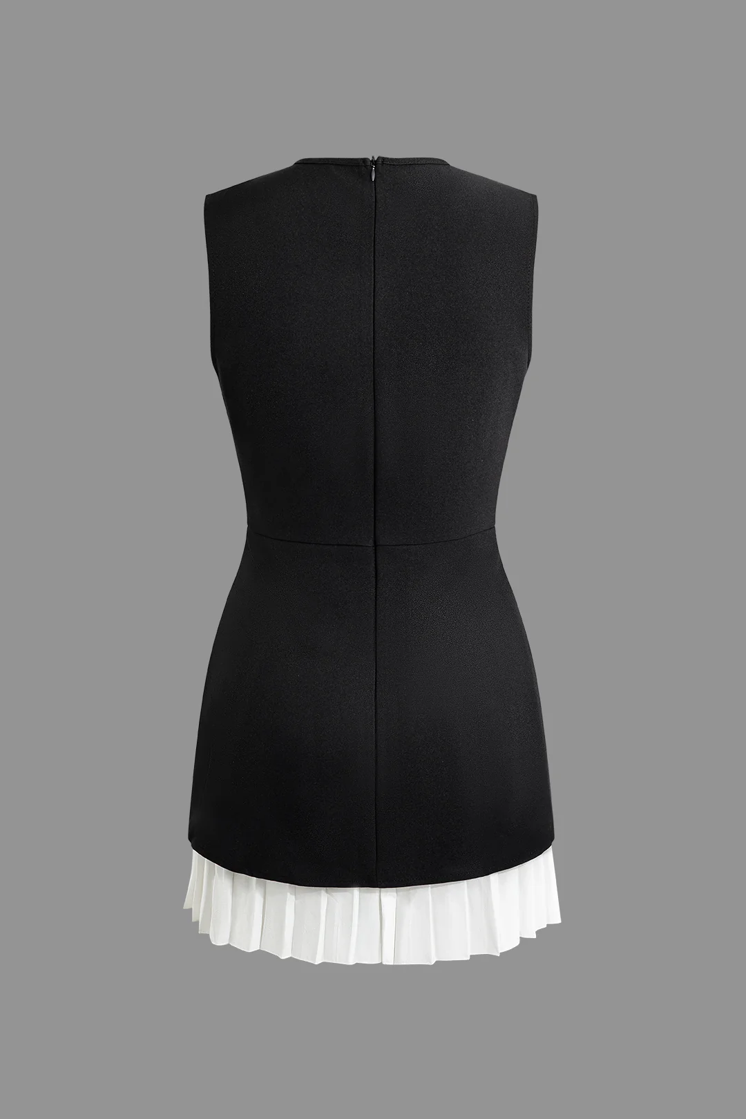 Patchwork Pleated Hem Tank Mini Dress - Image 3