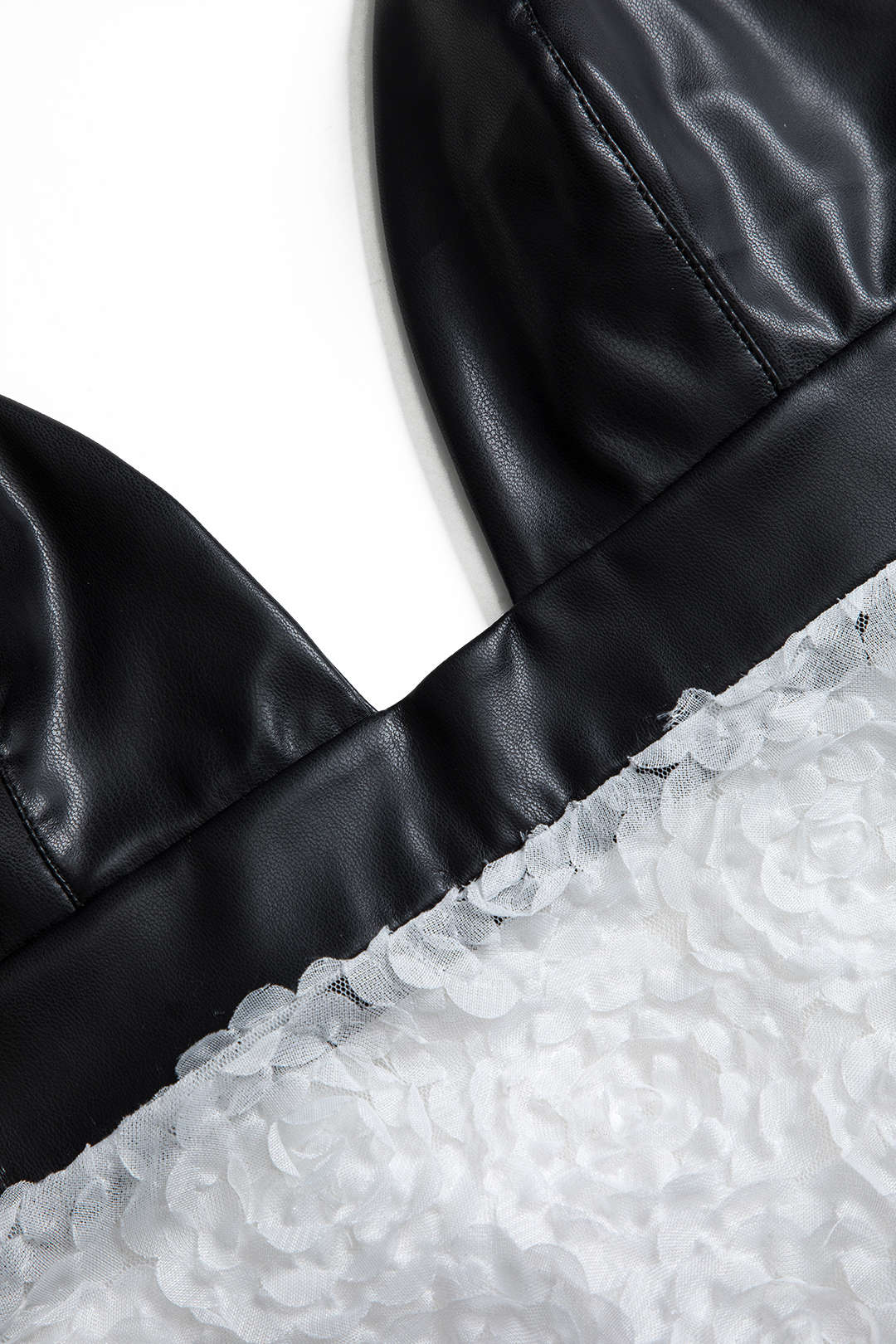 Faux Leather Appliques Sleeveless Mini Dress - Image 4