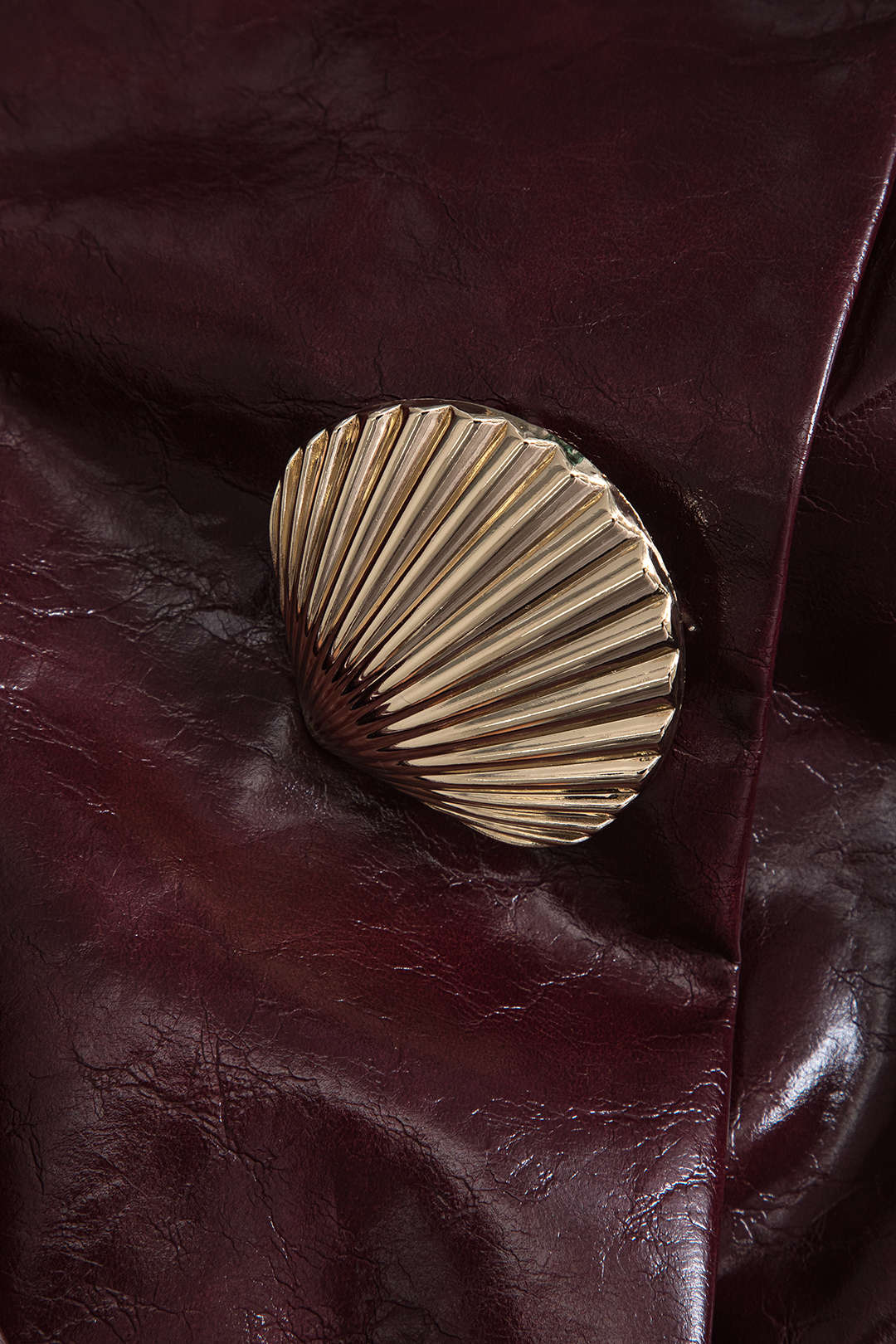 Faux Leather Strapless Mini Dress With Shell Embellishments - Image 3