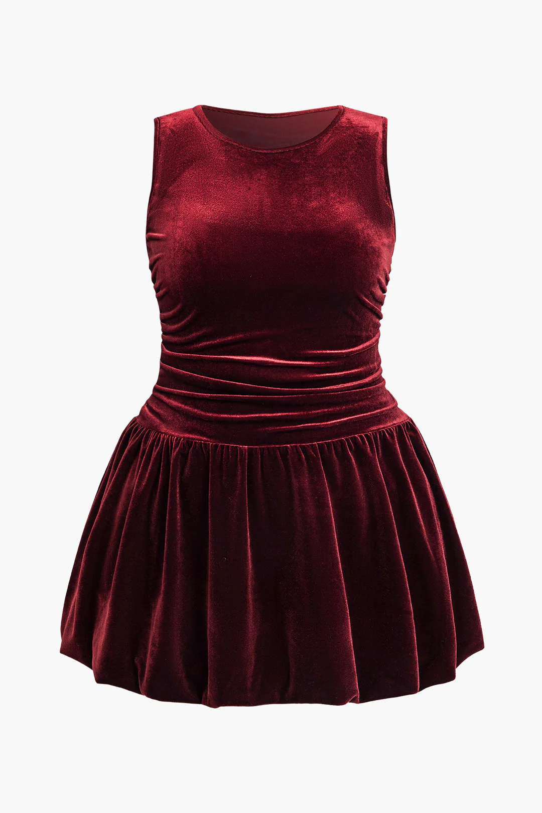 Plus Size Solid Knit Round Neck Ruched Mini Dress - Image 5