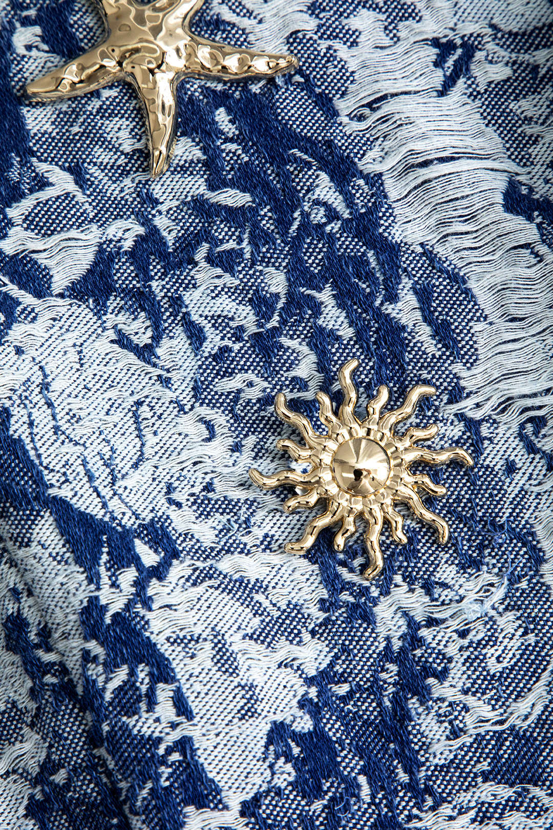 Floral Pattern Button Denim Dress - Image 3