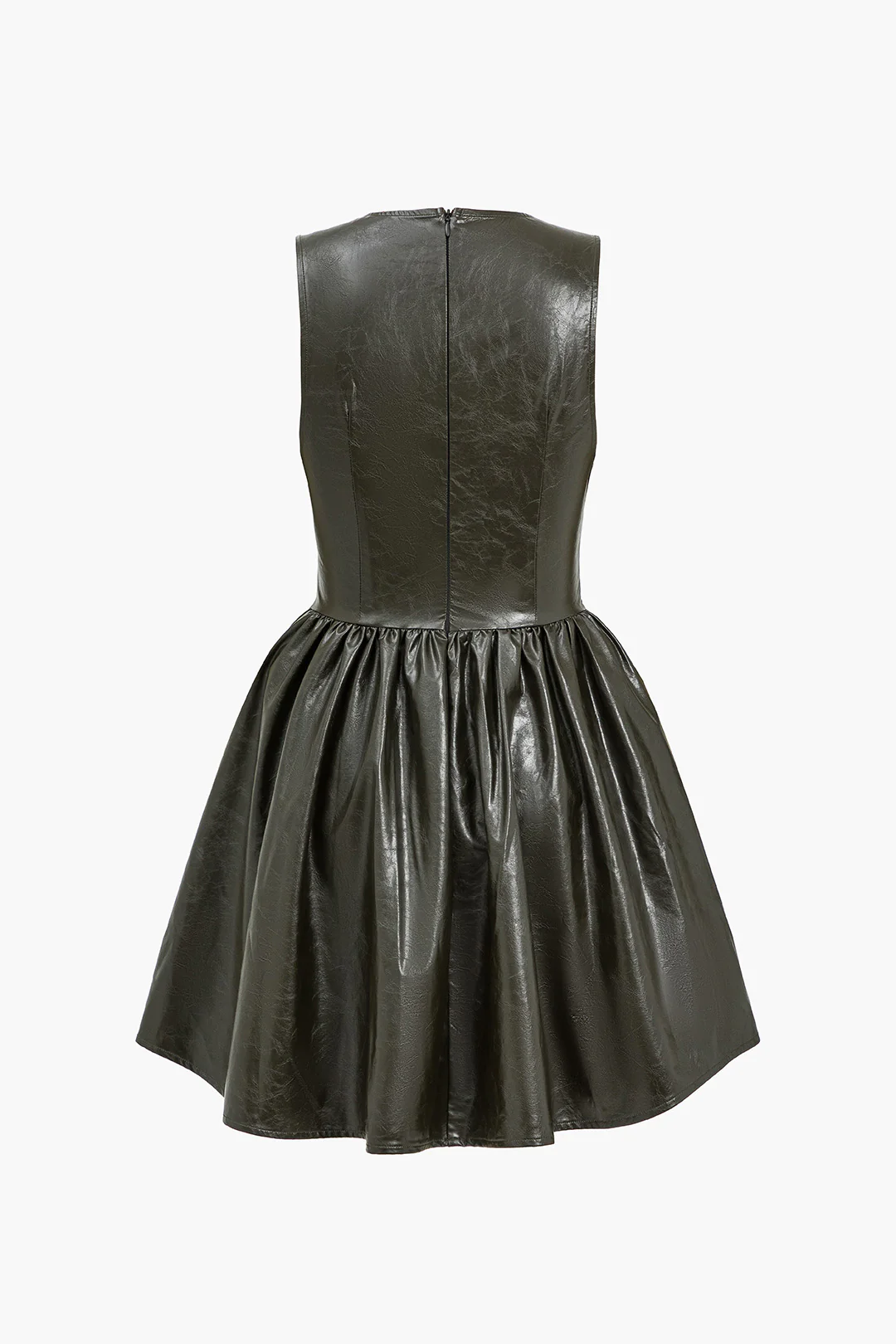 Faux Leather Sleeveless Mini Dress - Image 3