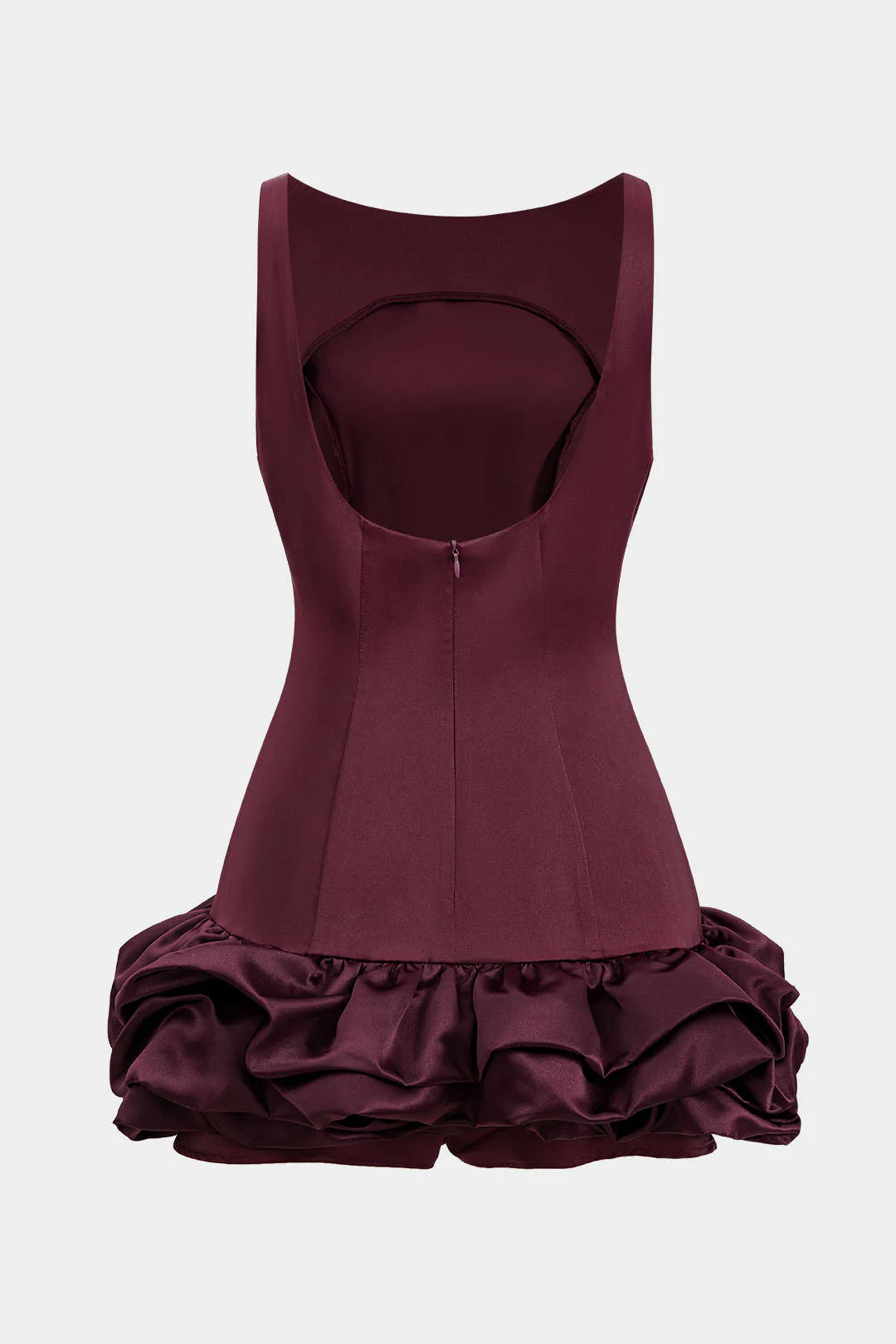 Satin Ruffle Hem Sleeveless Mini Dress - Image 2