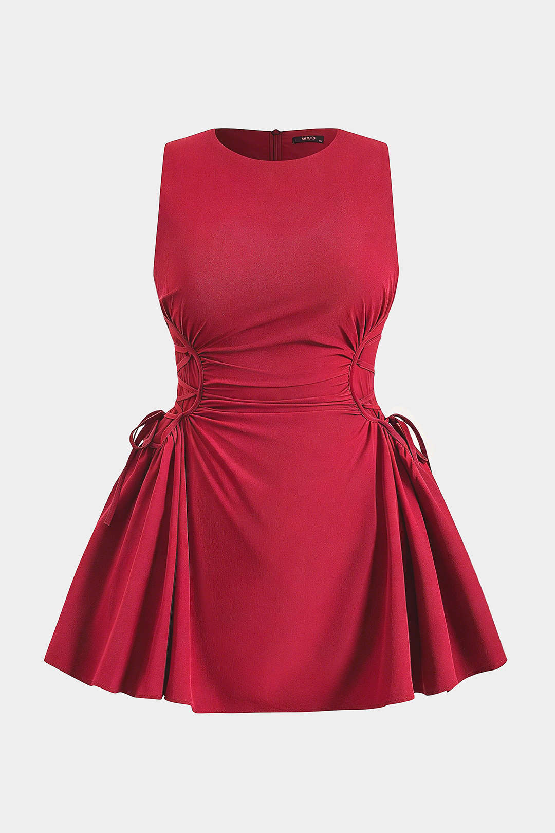 Plus Size Knotted Zipper Sleeveless Mini Dress - Image 10