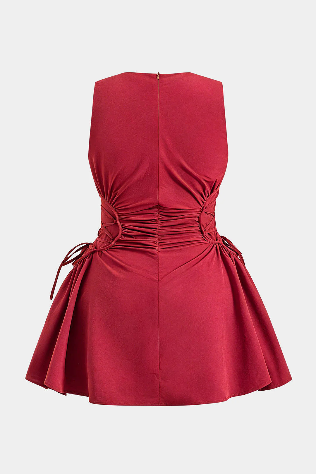 Plus Size Knotted Zipper Sleeveless Mini Dress - Image 11