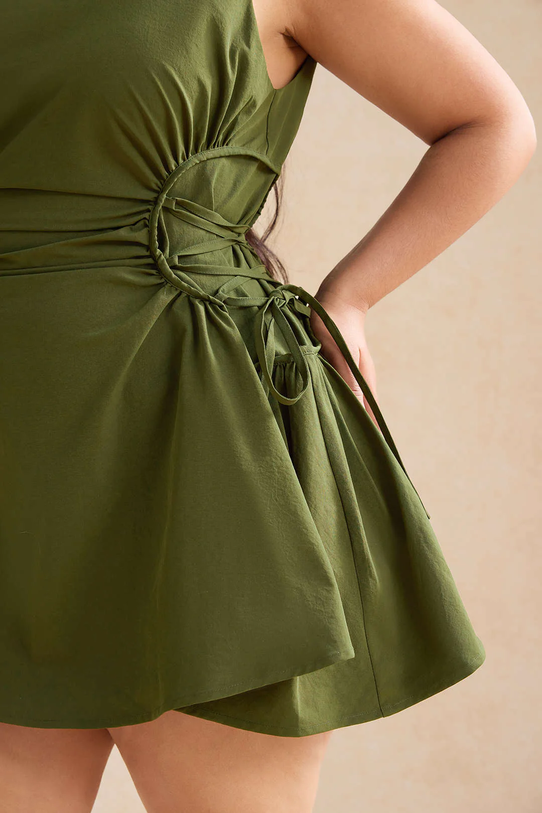 Plus Size Knotted Zipper Sleeveless Mini Dress - Image 7