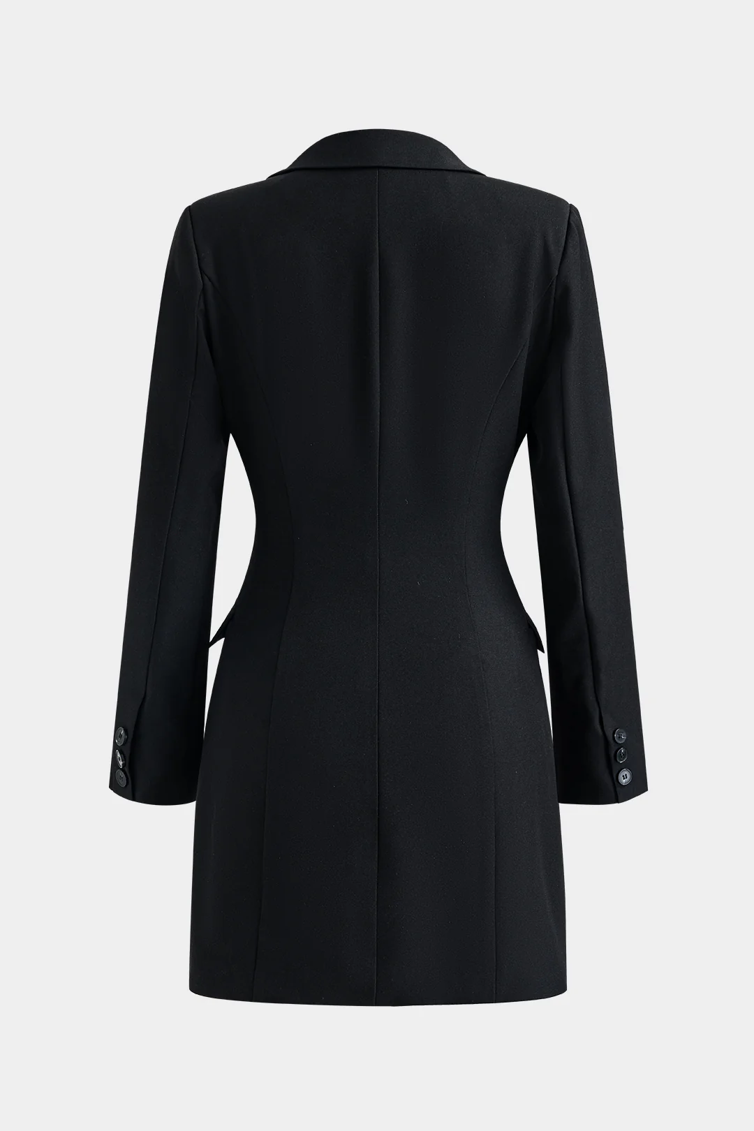 Button V-Neck Pocket Long Sleeve Mini Dress - Image 5