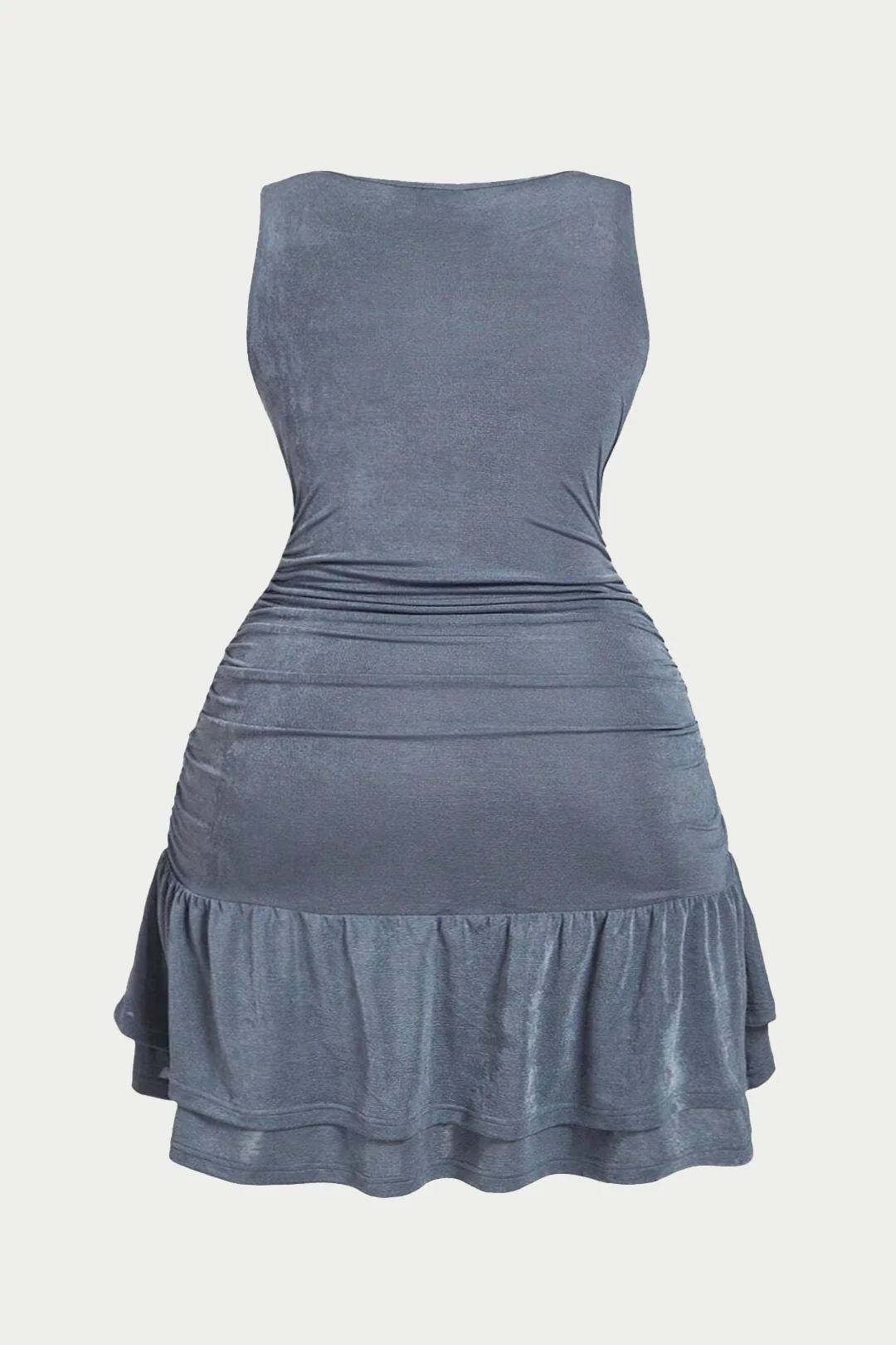 Plus Size Ruffle Ruched 3D Floral Sleeveless Mini Dress - Image 2