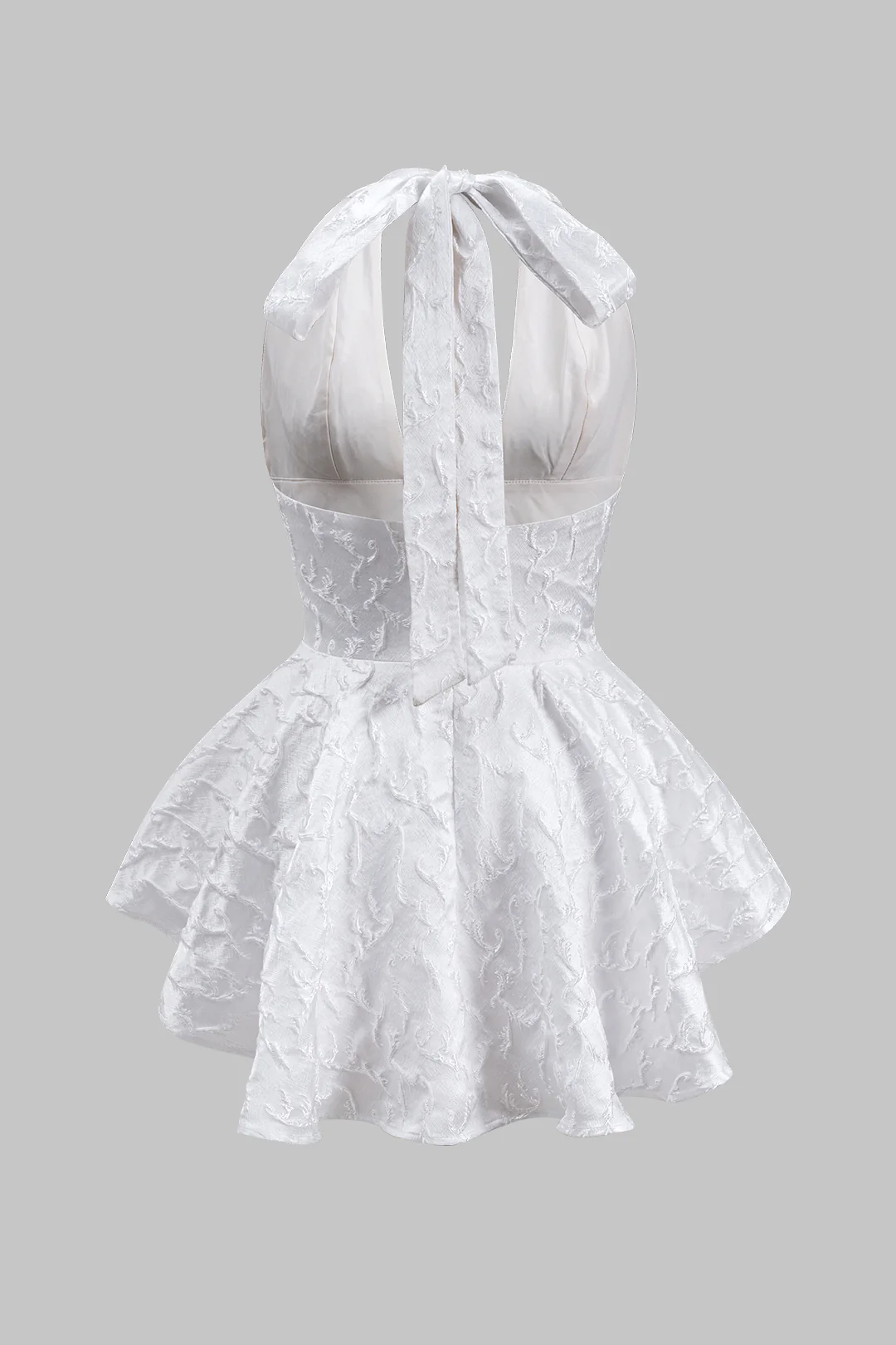 Jacquard Tie Up Zipper Backless Mini Dress - Image 2
