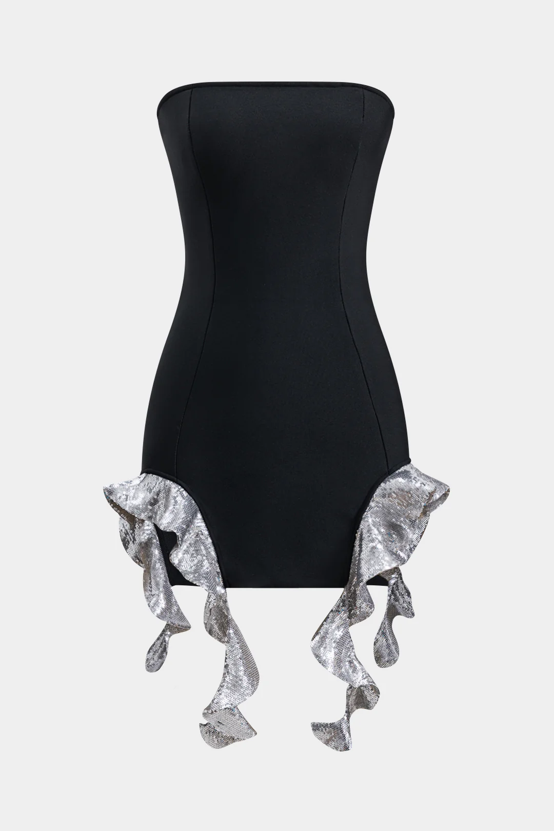Strapless Sleeveless Patchwork Hem Mini Dress - Image 2