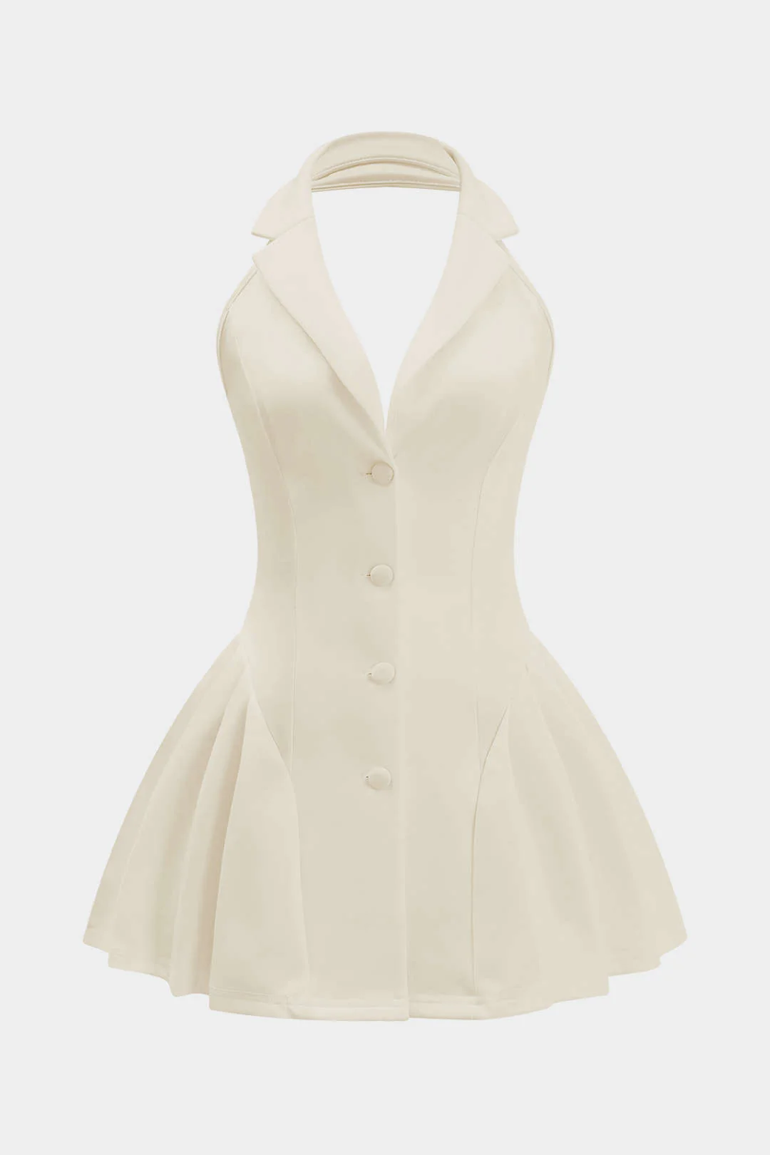 Halter Neck Button Ruffle Sleeveless Mini Dress - Image 10