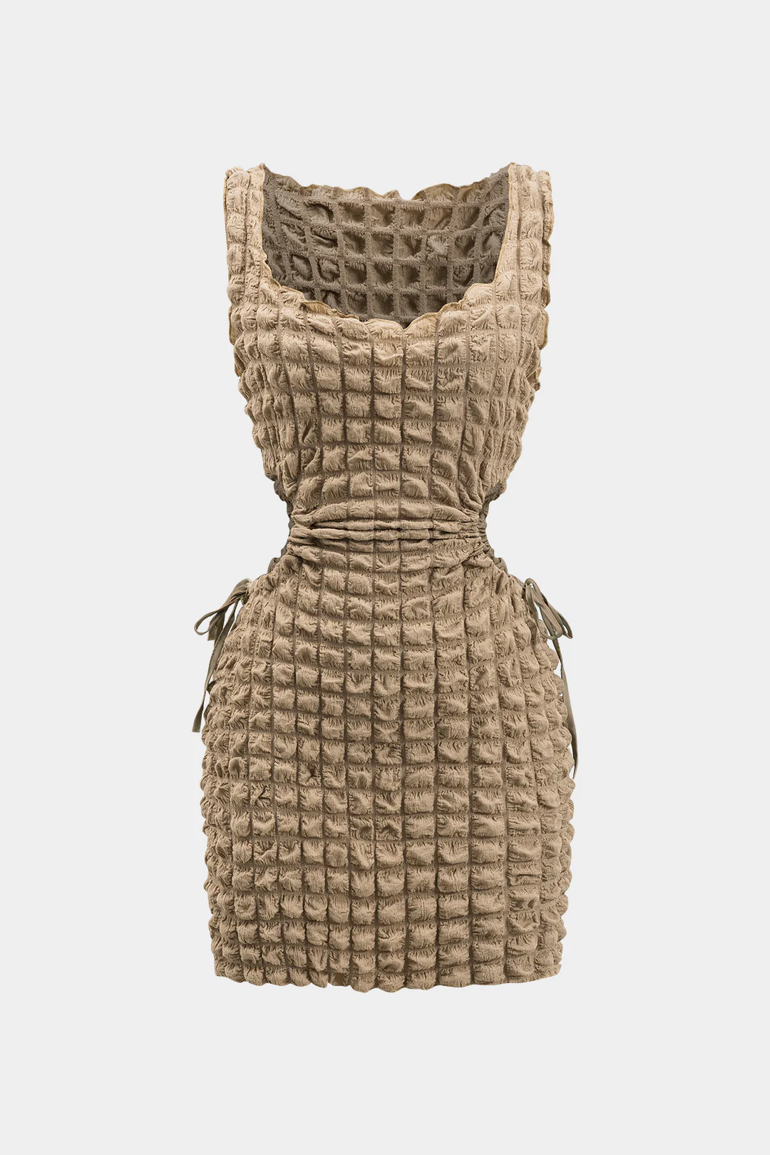 Cut Out Waist Drawstring Sleeveless Mini Dress