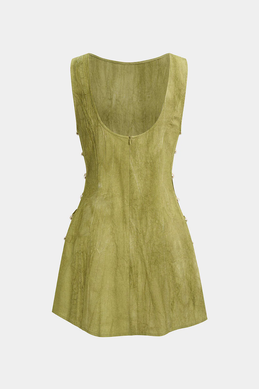Linen Beaded Backless Cut Out Sleeveless Mini Dress - Image 6