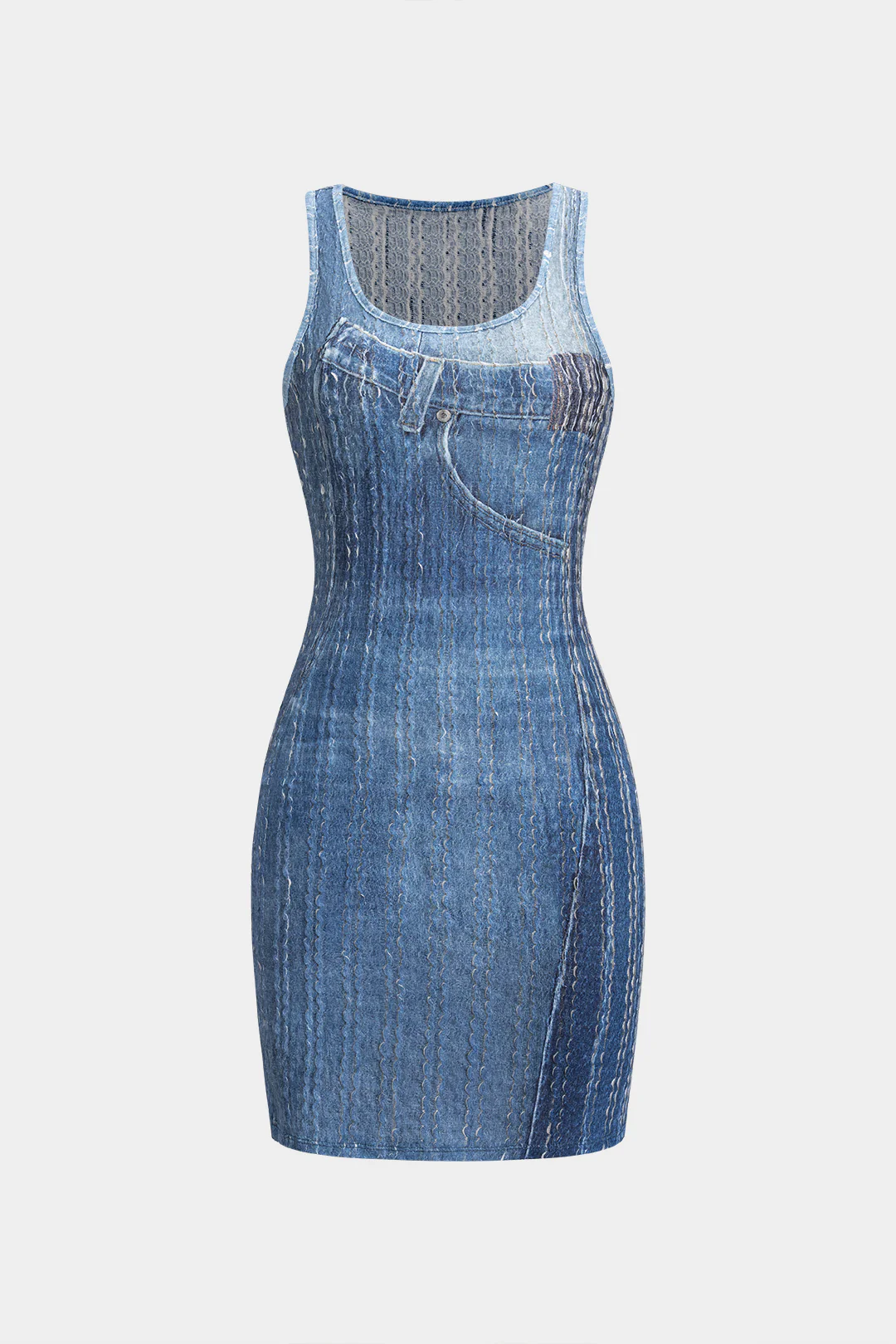 Abstract Print Sleeveless Mini Dress