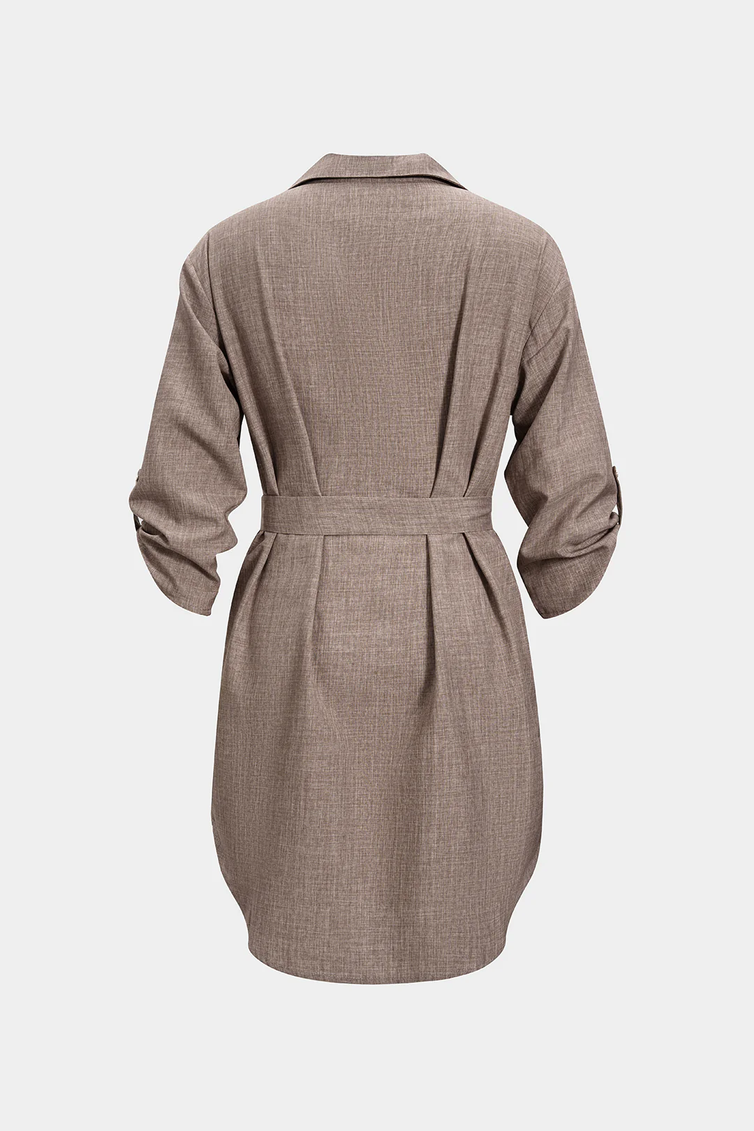 Button V-Neck Belted Mini Dress - Image 2