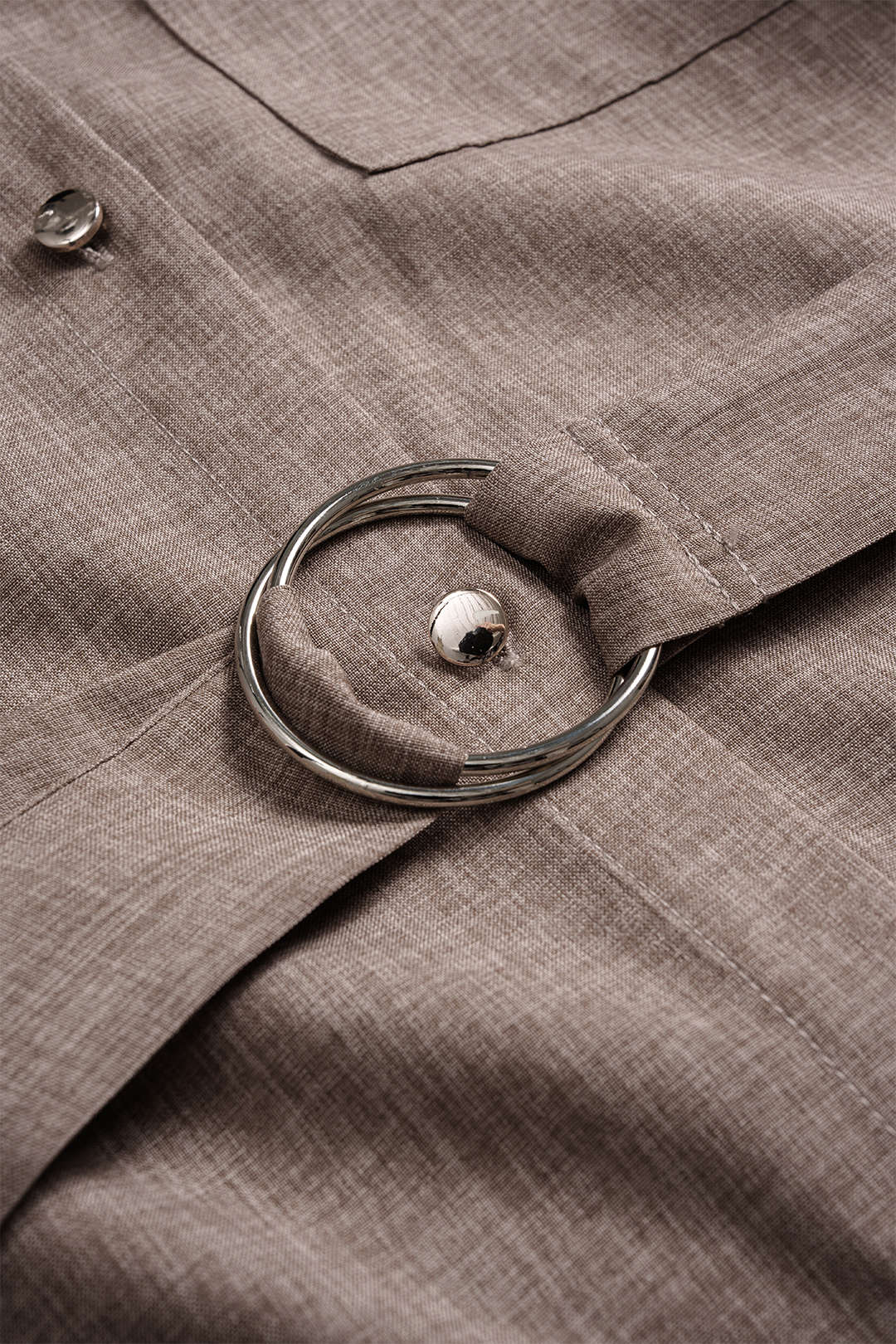 Button V-Neck Belted Mini Dress - Image 4
