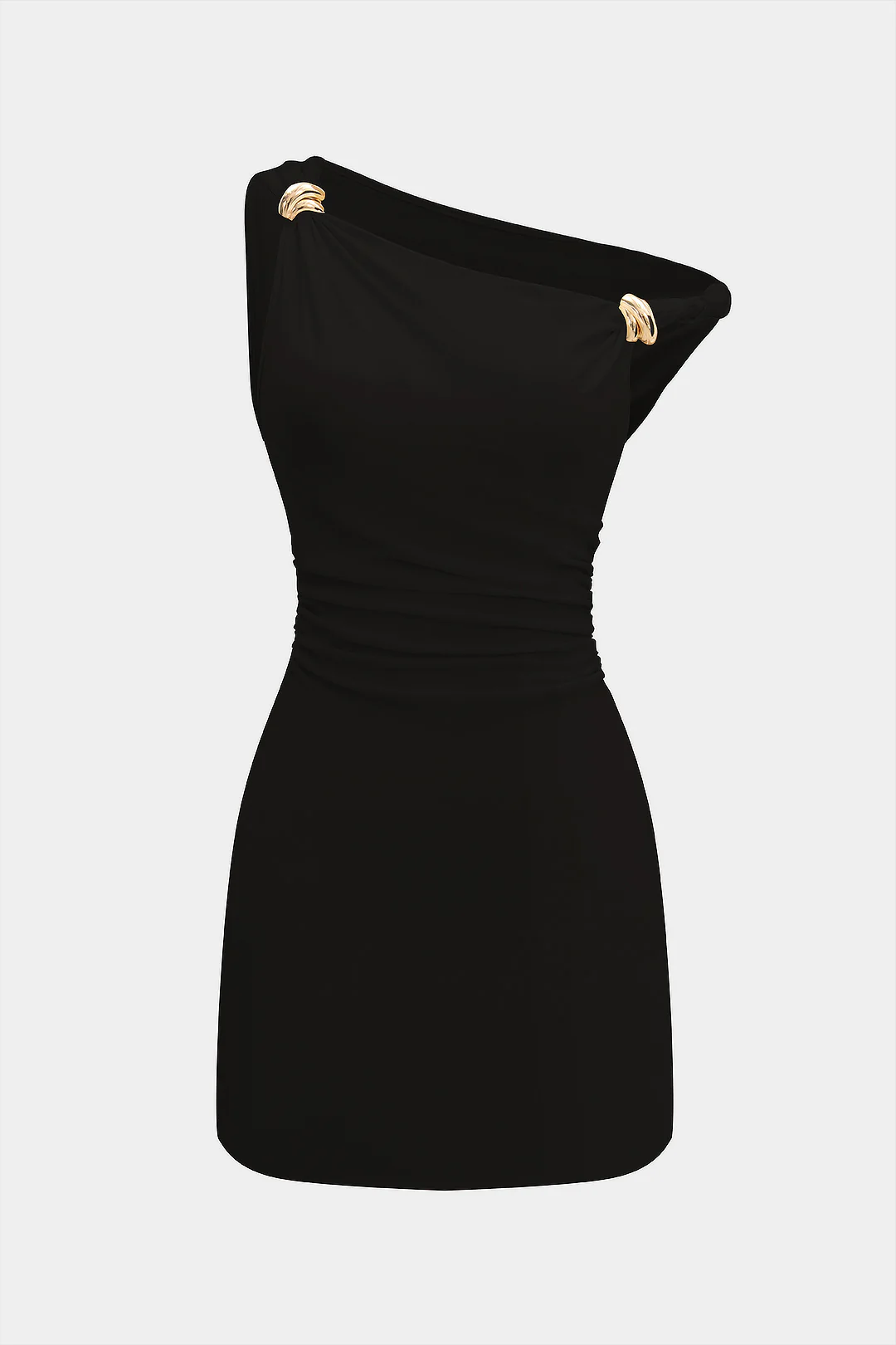 Metallic Decor Twist Knot Off Shoulder Sleeveless Mini Dress