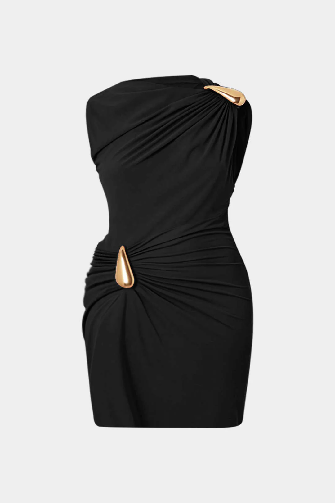 Plus Size Ruched Metallic Decor Sleeveless Mini Dress - Image 11