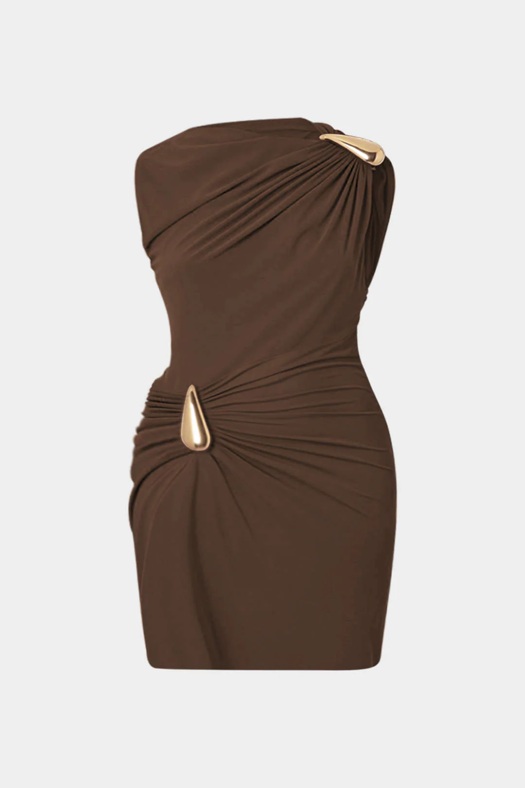Plus Size Ruched Metallic Decor Sleeveless Mini Dress - Image 12