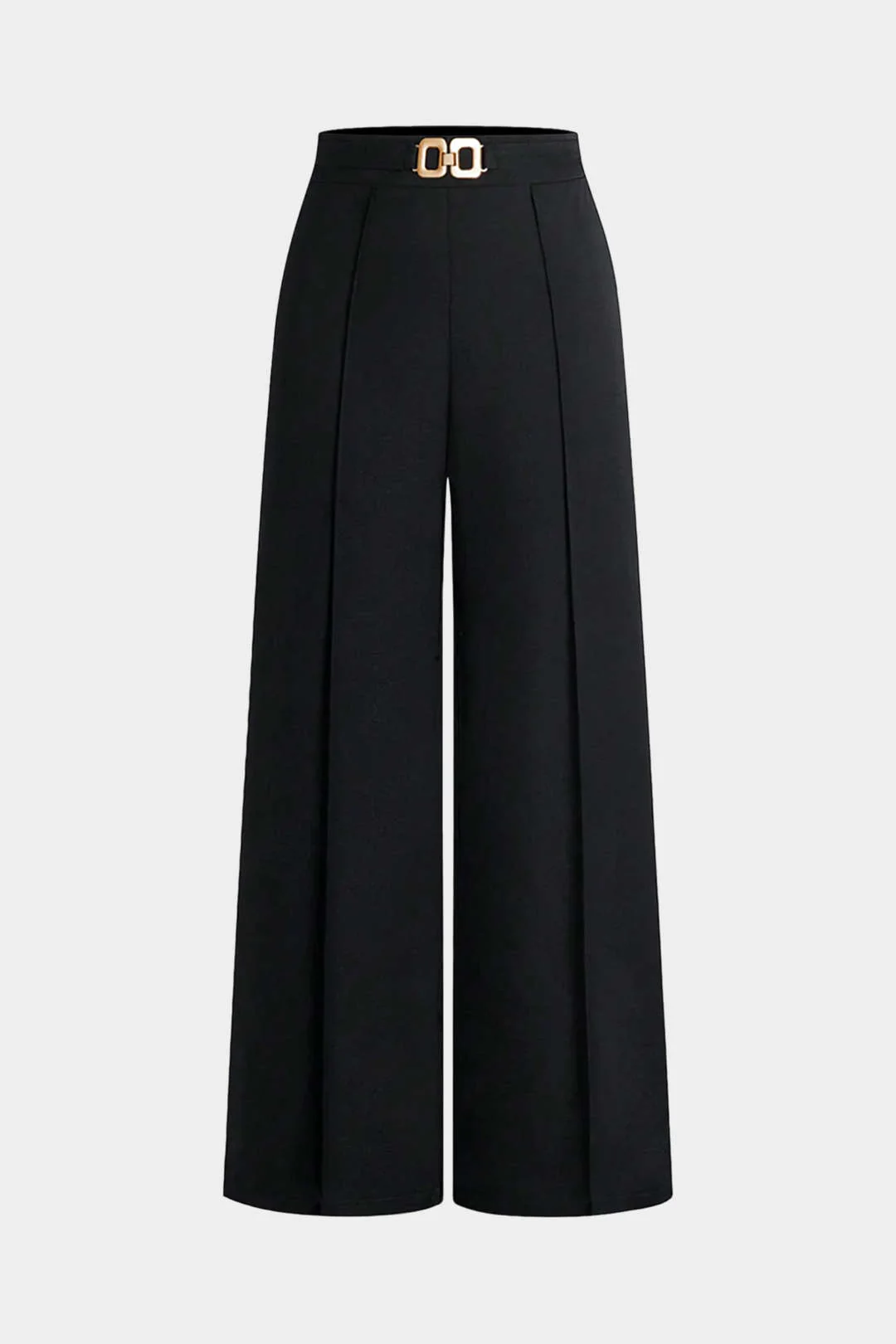 Solid Belted Wide-Leg Pants