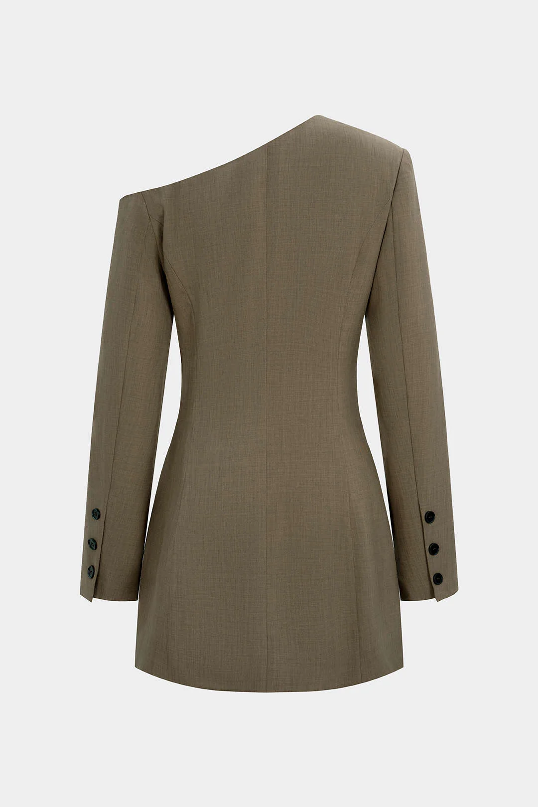 Notched Lapel Asymmetrical Long Sleeve Mini Dress - Image 4