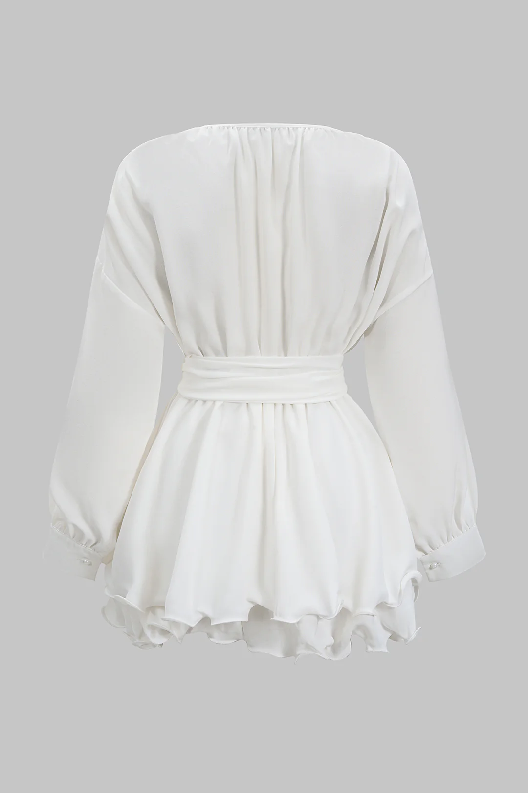 Chiffon Tie-Up Long Sleeve Mini Dress - Image 2