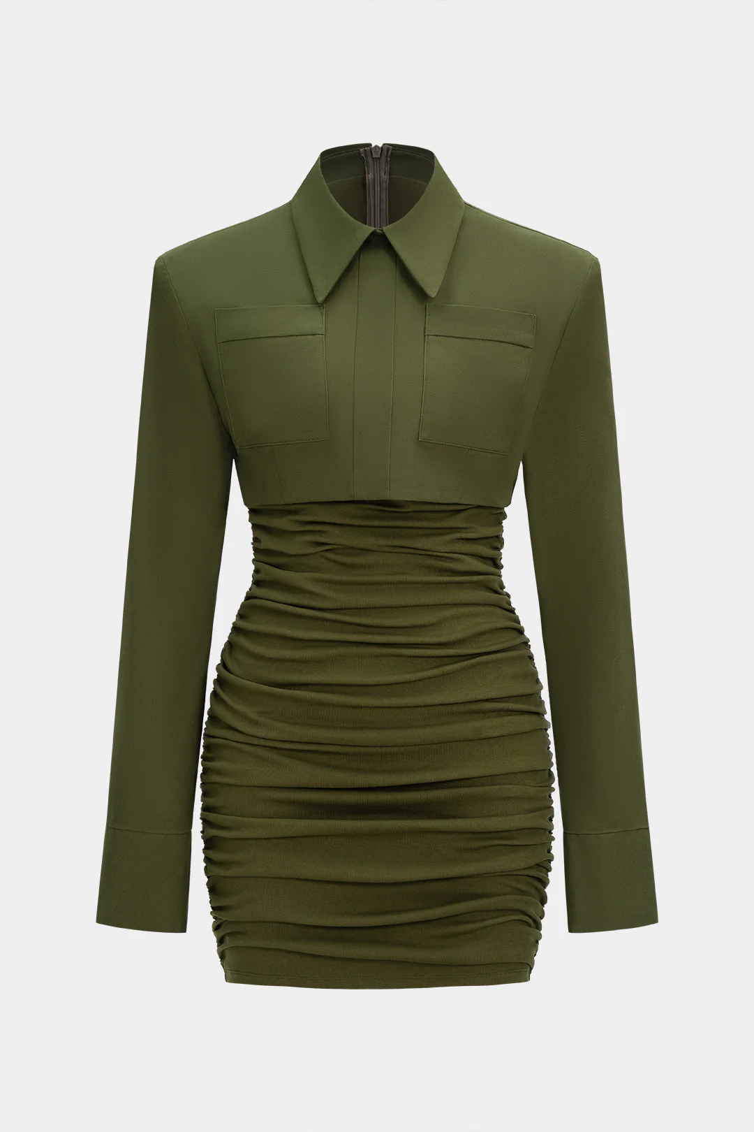 Ruched Long Sleeve Mini Dress - Image 5
