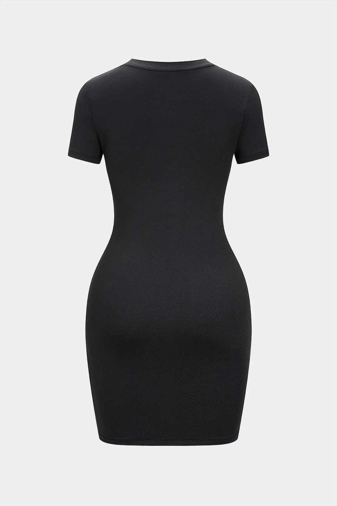Asymmetrical Twist Knot Short-Sleeve Mini Dress - Image 2