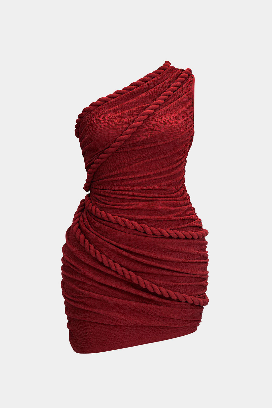 Plus Size Ruched One Shoulder Twist Knot Sleeveless Mini Dress - Image 11
