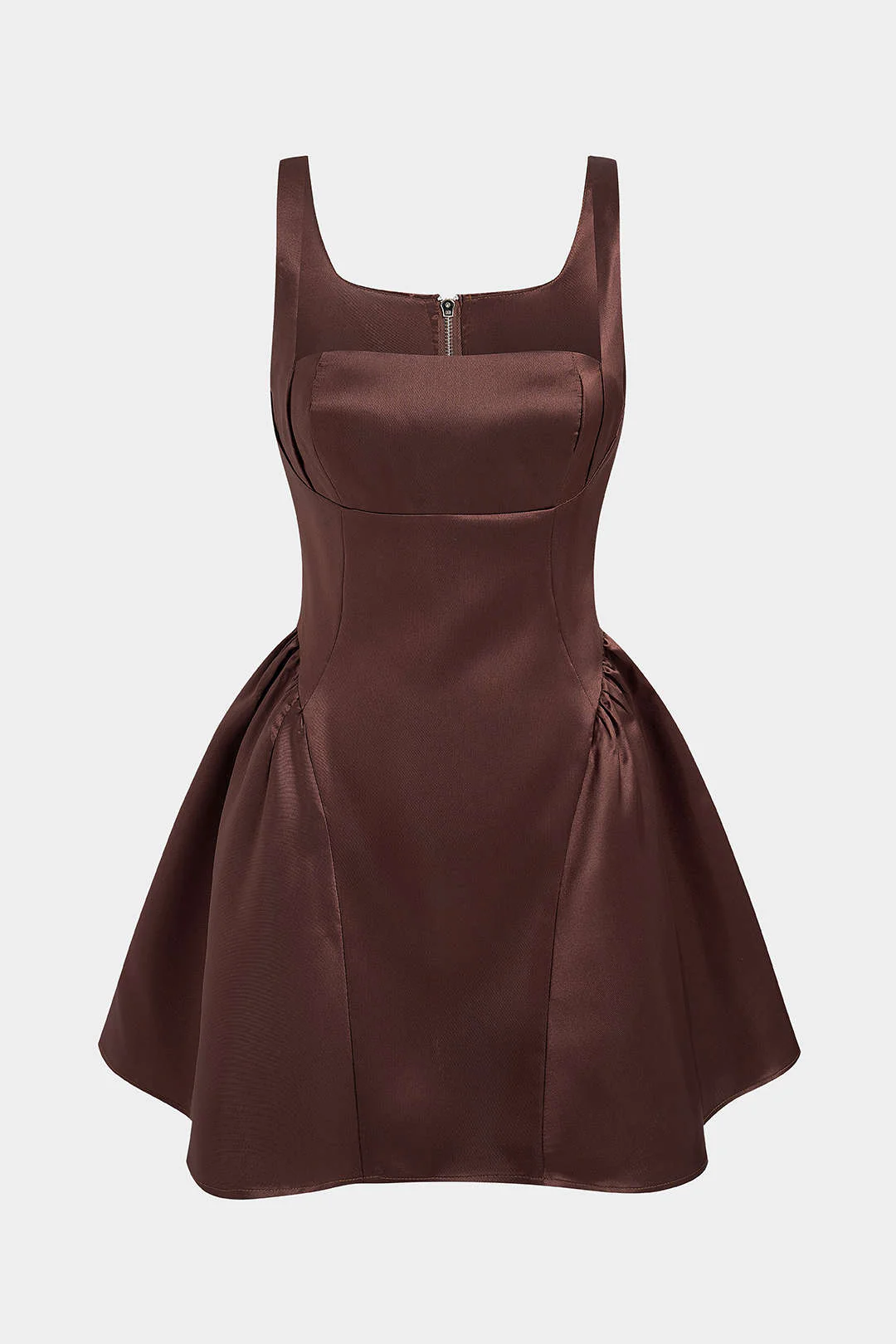 Satin Puff Hem Sleeveless Mini Dress