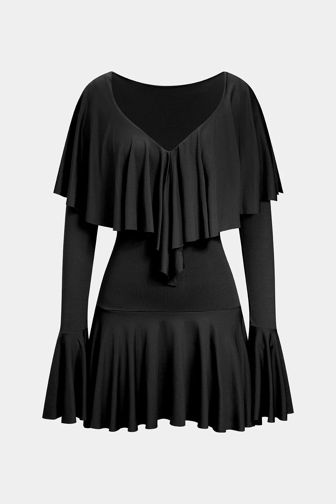 Ruffle V-Neck Long Sleeve Mini Dress - Image 5