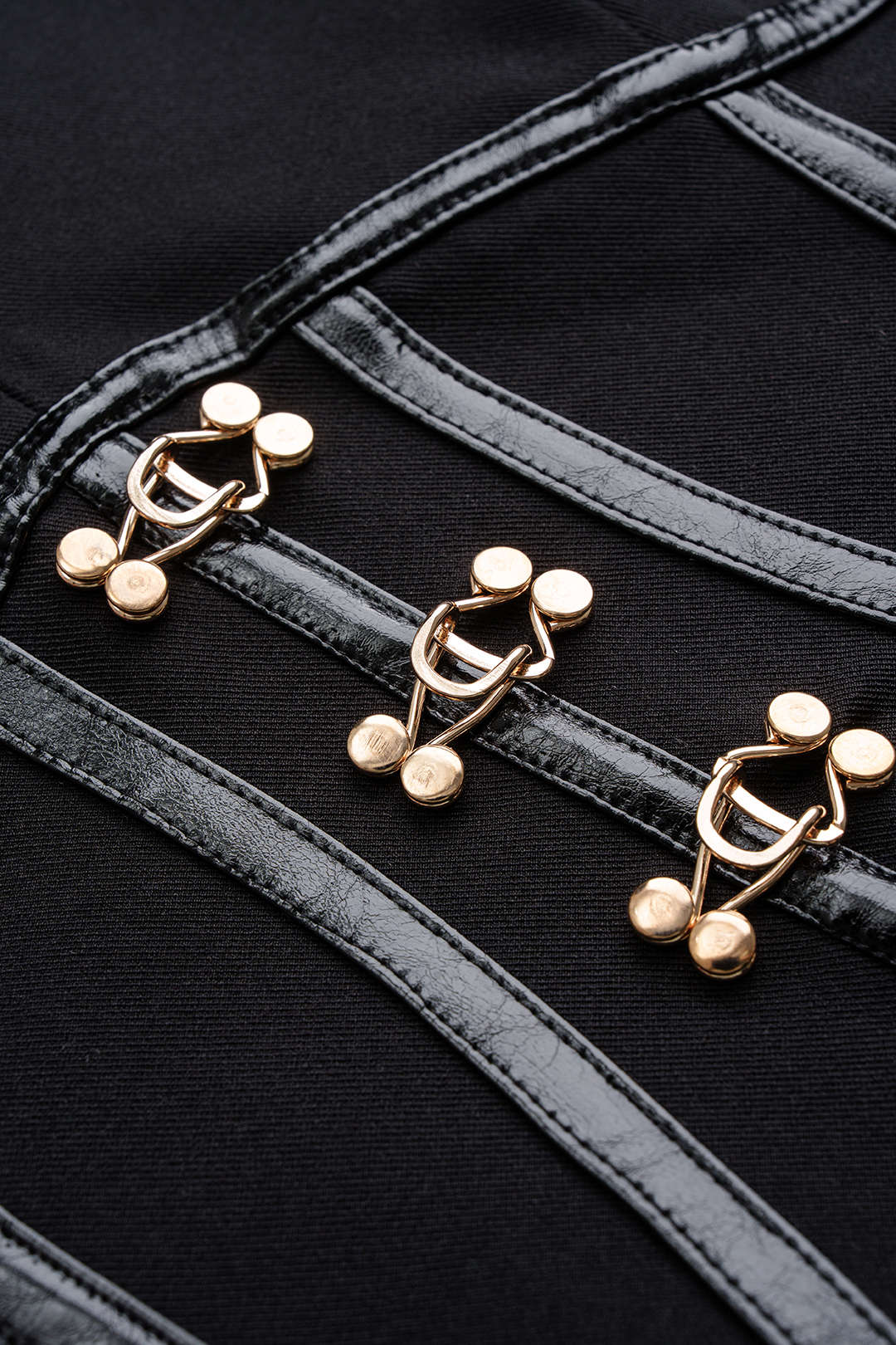 Metallic Buckle Waist-Cinching Long Sleeve Mini Dress - Image 3