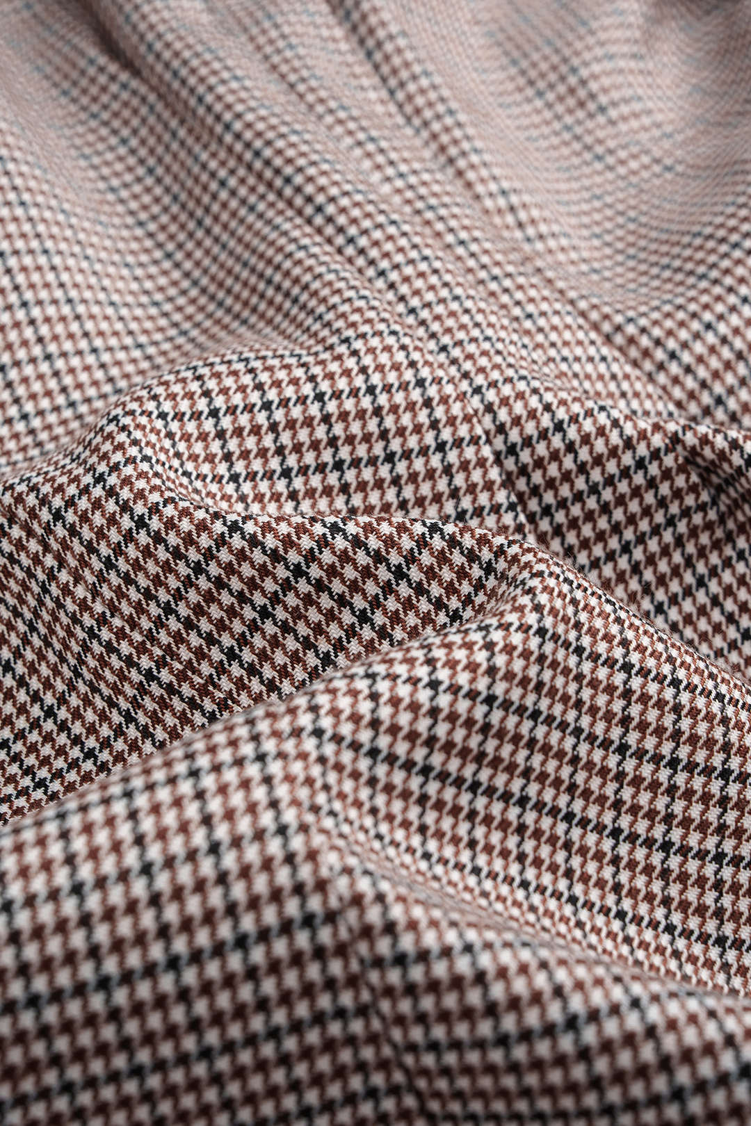 Houndstooth Print Patchwork Notched Lapel Pleated Hem Long Sleeve Mini Dress - Image 4