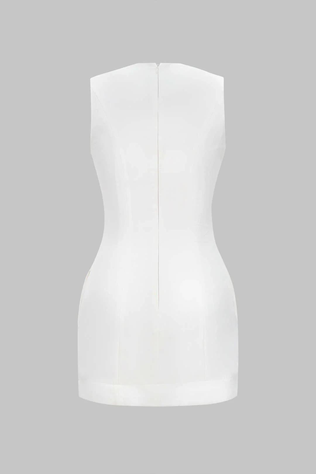 Round Neck Metallic Heart Button Sleeveless Mini Dress - Image 3