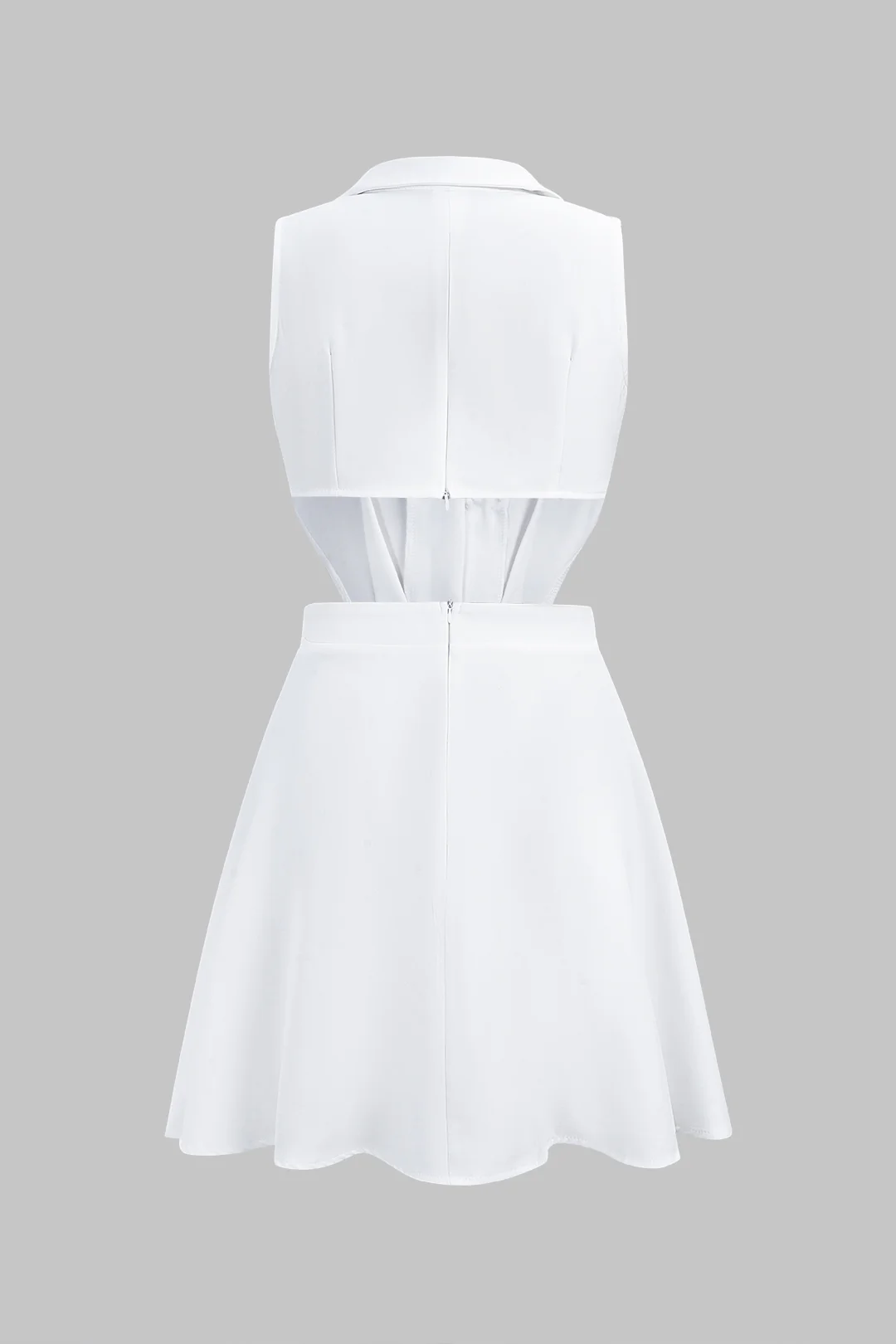 Lapel Metallic Irregular Button Cut Out Sleeveless Mini Dress - Image 2