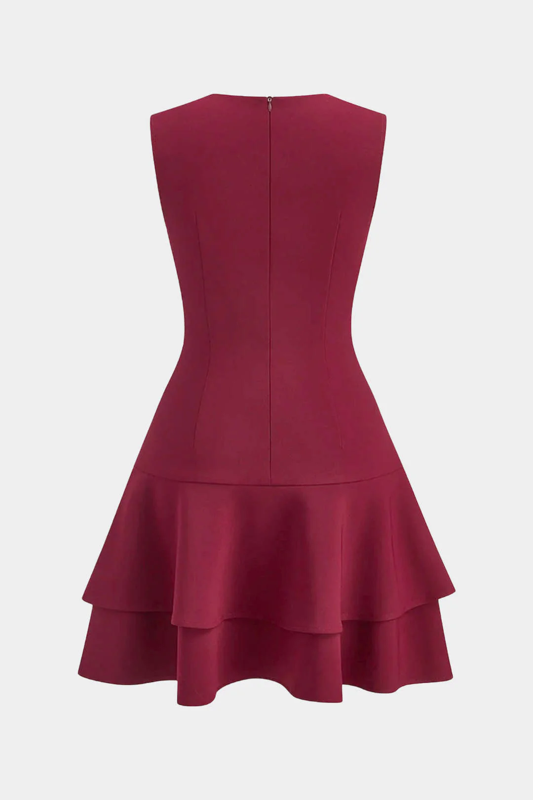 Asymmetrical Round Neck Ruffle Hem Sleeveless Mini Dress - Image 2
