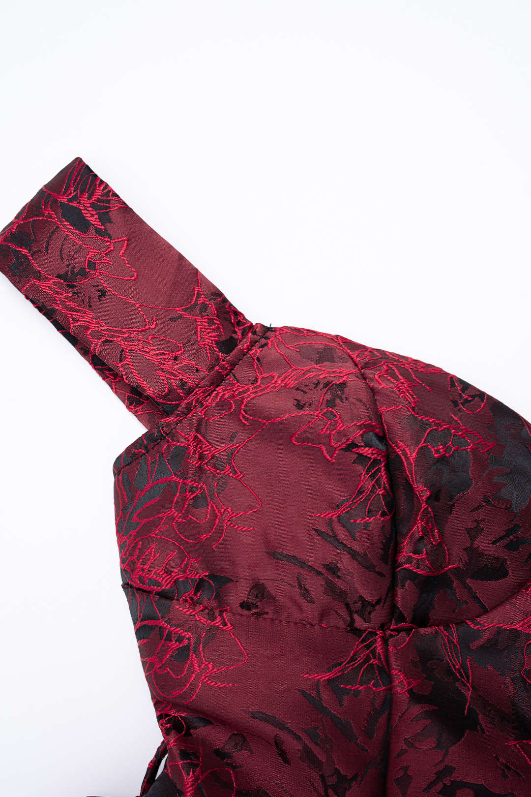 Floral Print Jacquard Off Shoulder Backless Sleeveless Mini Dress - Image 3